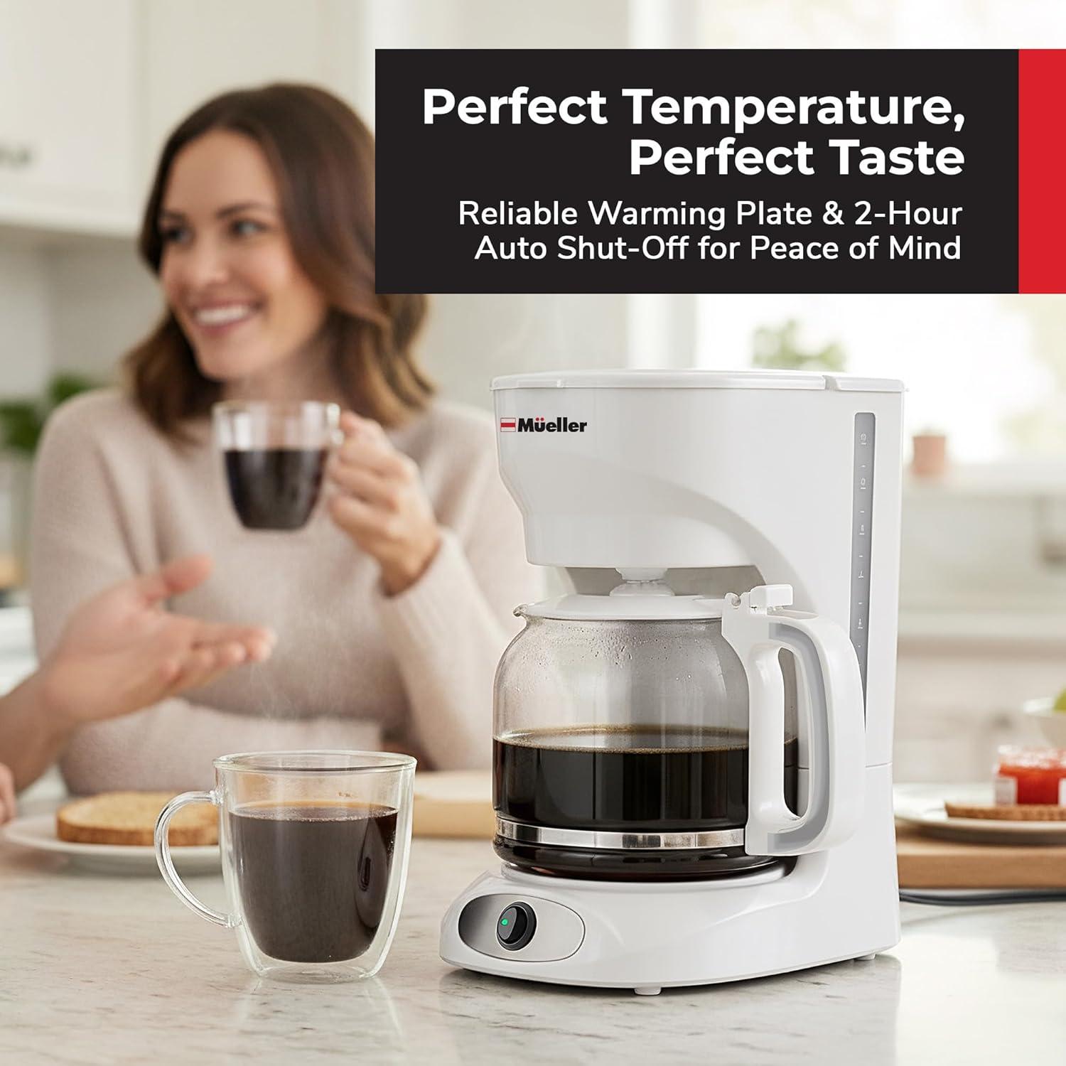 image:imageMUELLER HOME 12Cup Red Coffee Maker Perfect for Home or Office Borosilicate Carafe AutoOff Reusable Filter AntiDrip KeepWarm Function Clear Water Level Window Red Kitchen AccessoriesWhite