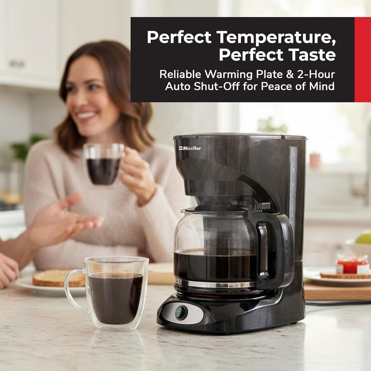 image:imageMUELLER HOME 12Cup Red Coffee Maker  Perfect for Home or Office Borosilicate Carafe AutoOff Reusable Filter AntiDrip KeepWarm Function Clear Water Level Window Red Kitchen AccessoriesBlack
