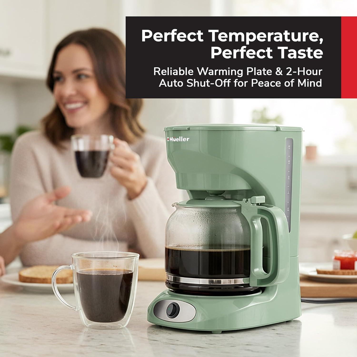 image:imageMUELLER HOME 12Cup Red Coffee Maker  Perfect for Home or Office Borosilicate Carafe AutoOff Reusable Filter AntiDrip KeepWarm Function Clear Water Level Window Red Kitchen AccessoriesGreen