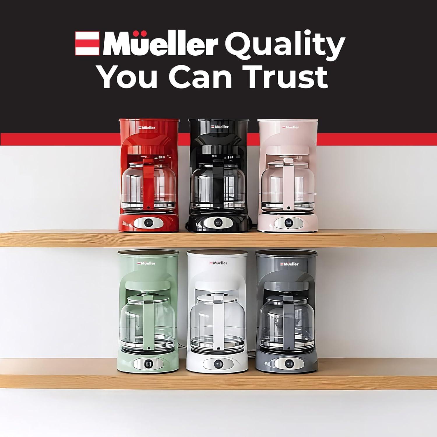 image:imageMUELLER HOME 12Cup Red Coffee Maker  Perfect for Home or Office Borosilicate Carafe AutoOff Reusable Filter AntiDrip KeepWarm Function Clear Water Level Window Red Kitchen AccessoriesGreen