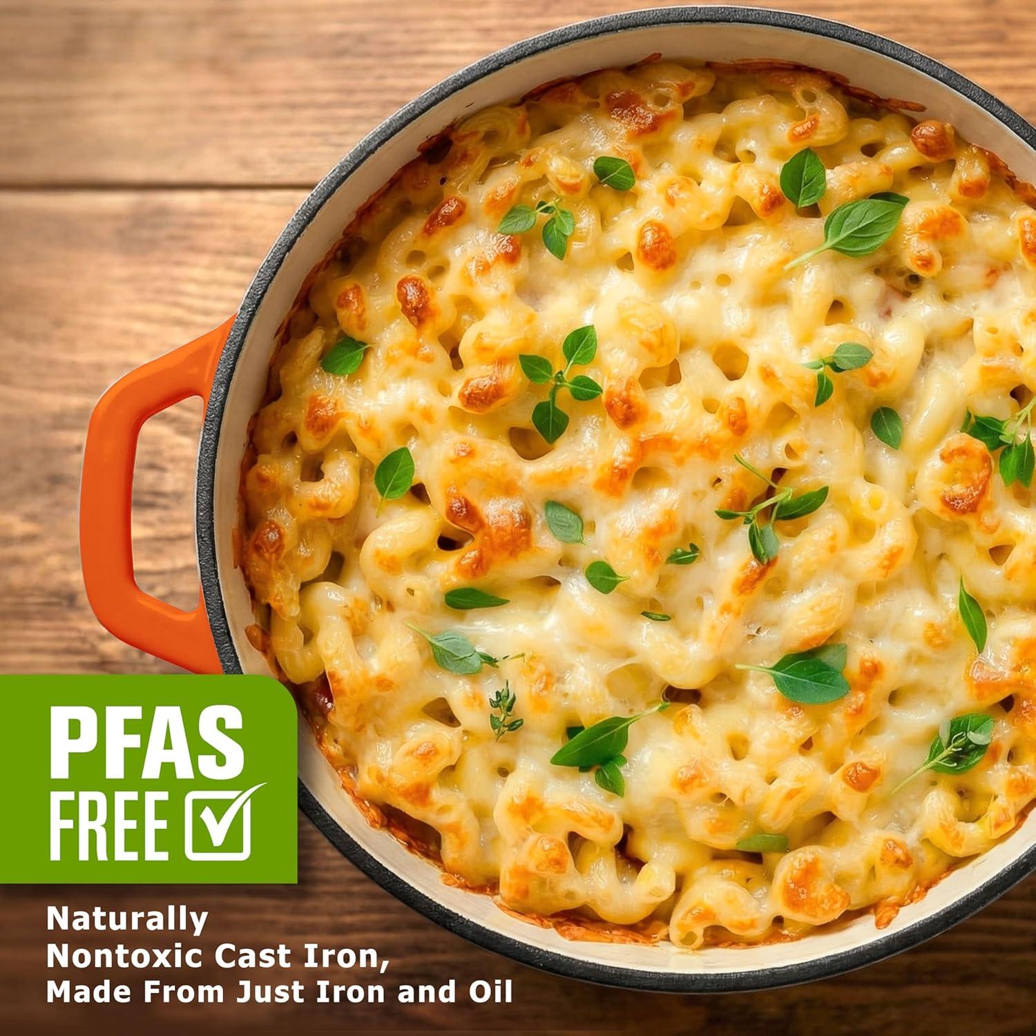 image:imageMUELLER HOME 75 QT Enameled Cast Iron Dutch Oven HeavyDuty OvenSafe up to 500 F amp Across All Cooktops Casserole Dish and Braiser Pan with Lid and Stainless Knob GreyOrange