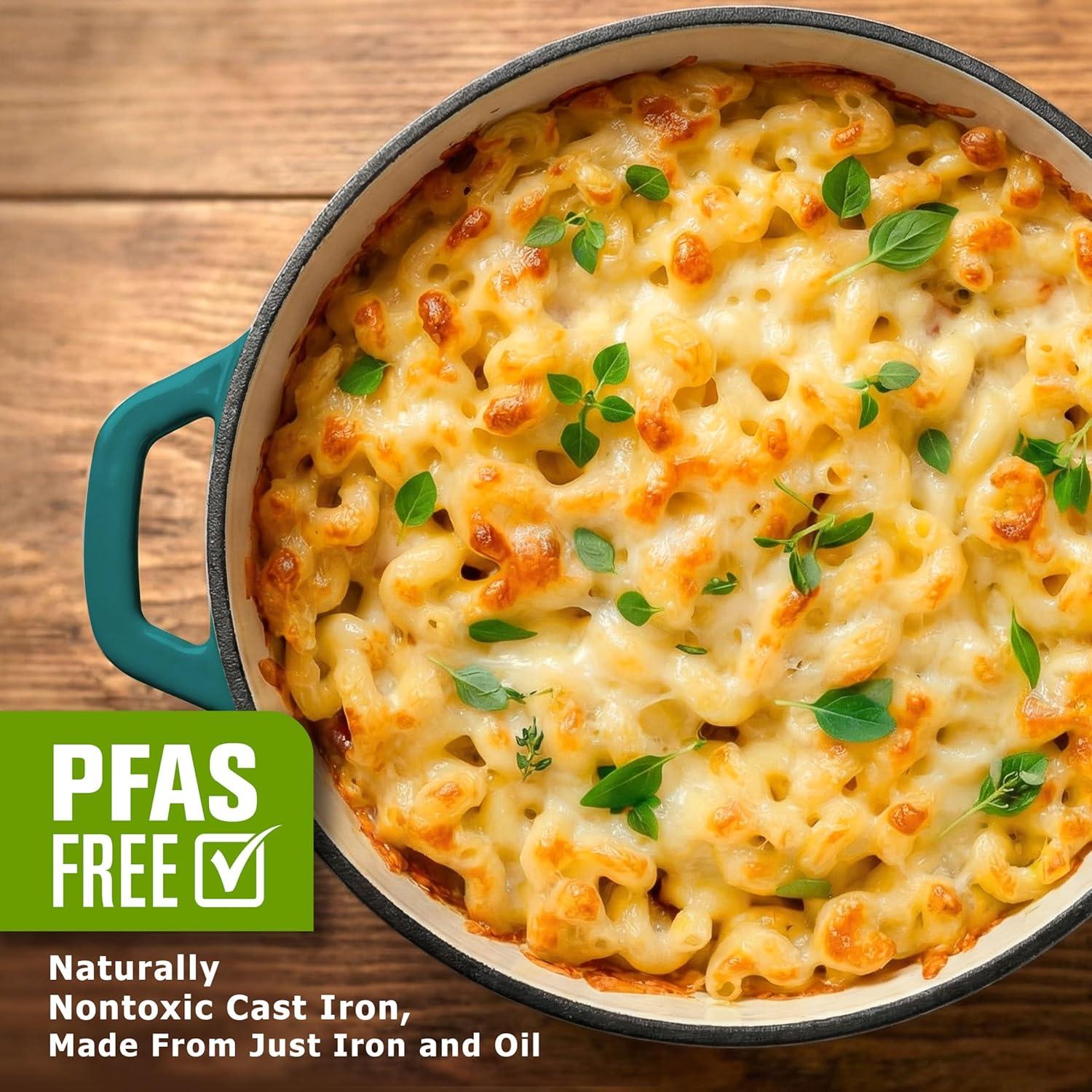 image:imageMUELLER HOME 75 QT Enameled Cast Iron Dutch Oven HeavyDuty OvenSafe up to 500 F amp Across All Cooktops Casserole Dish and Braiser Pan with Lid and Stainless Knob GreyEmerald