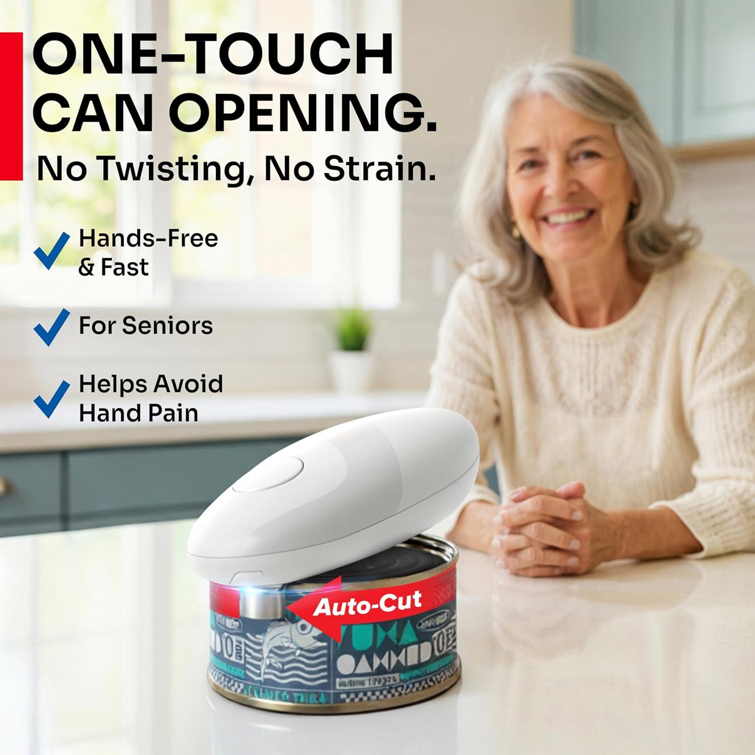 image:imageMUELLER HOME SmoothEdge Auto Electric Can Opener BatteryOperated OneTouch w Magnet Lid Lifter Portable HandsFree Automatic Can Openers for Seniors amp Arthritis SmoothEdge Cut Technology BlackWhite