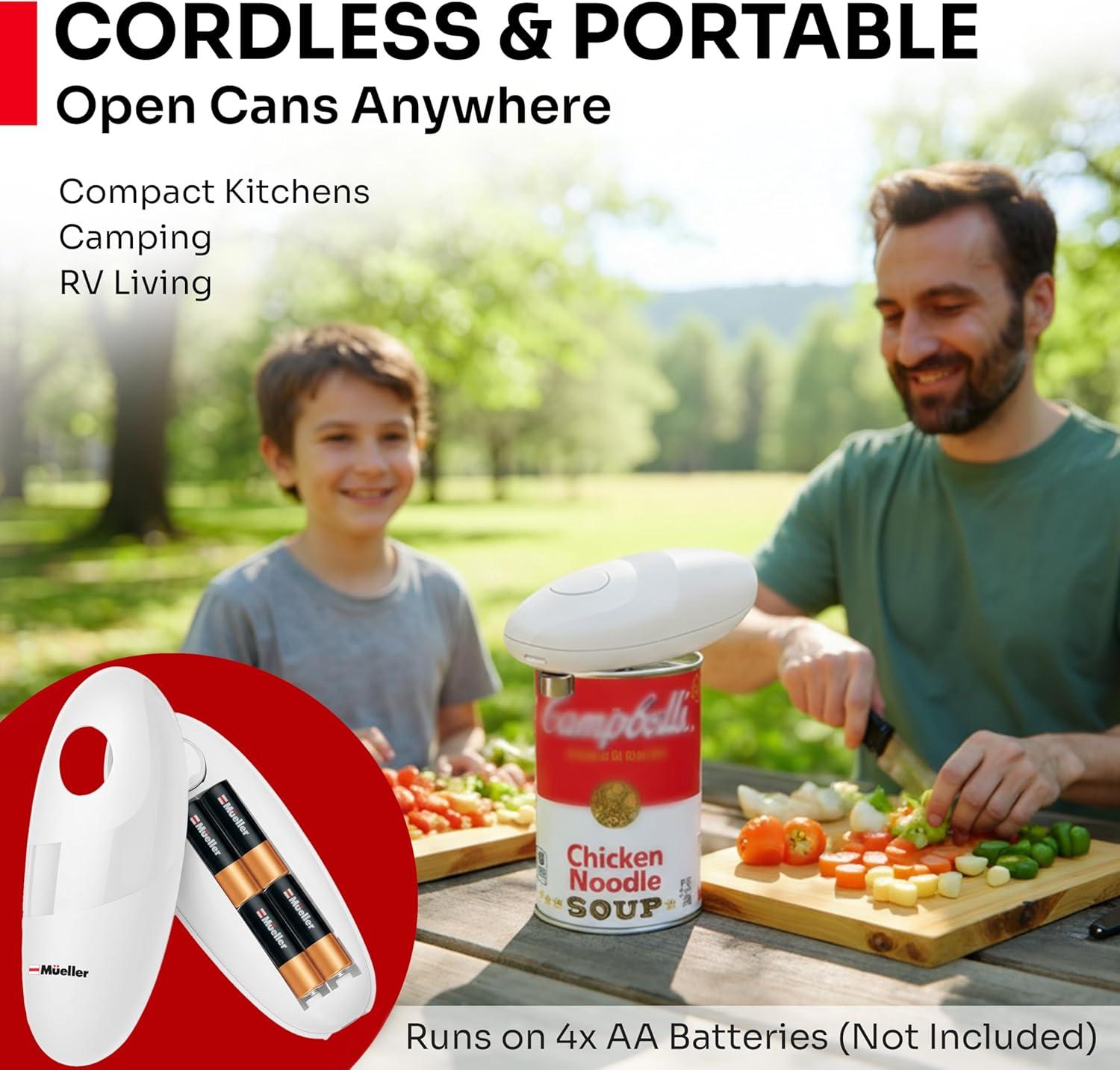 image:imageMUELLER HOME SmoothEdge Auto Electric Can Opener BatteryOperated OneTouch w Magnet Lid Lifter Portable HandsFree Automatic Can Openers for Seniors amp Arthritis SmoothEdge Cut Technology BlackWhite