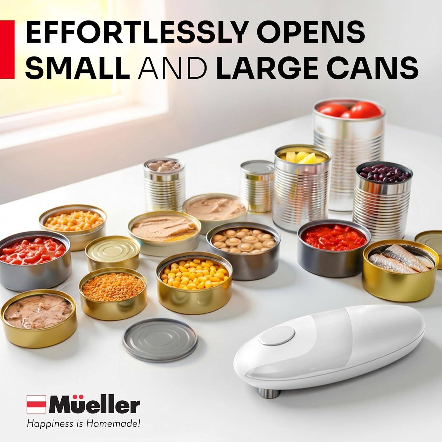image:imageMUELLER HOME SmoothEdge Auto Electric Can Opener BatteryOperated OneTouch w Magnet Lid Lifter Portable HandsFree Automatic Can Openers for Seniors amp Arthritis SmoothEdge Cut Technology BlackWhite
