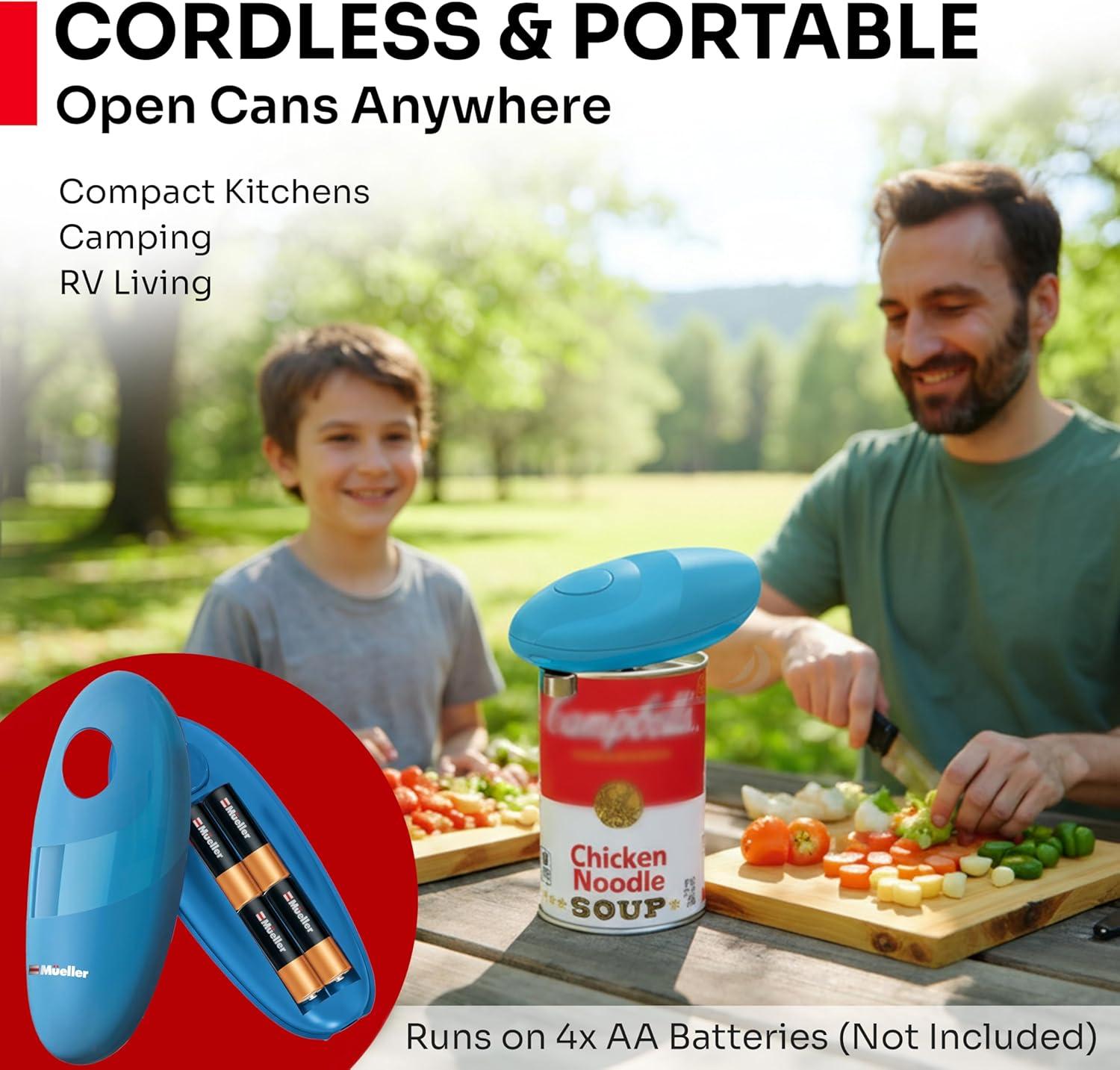 image:imageMUELLER HOME SmoothEdge Auto Electric Can Opener BatteryOperated OneTouch w Magnet Lid Lifter Portable HandsFree Automatic Can Openers for Seniors amp Arthritis SmoothEdge Cut Technology BlackBlue