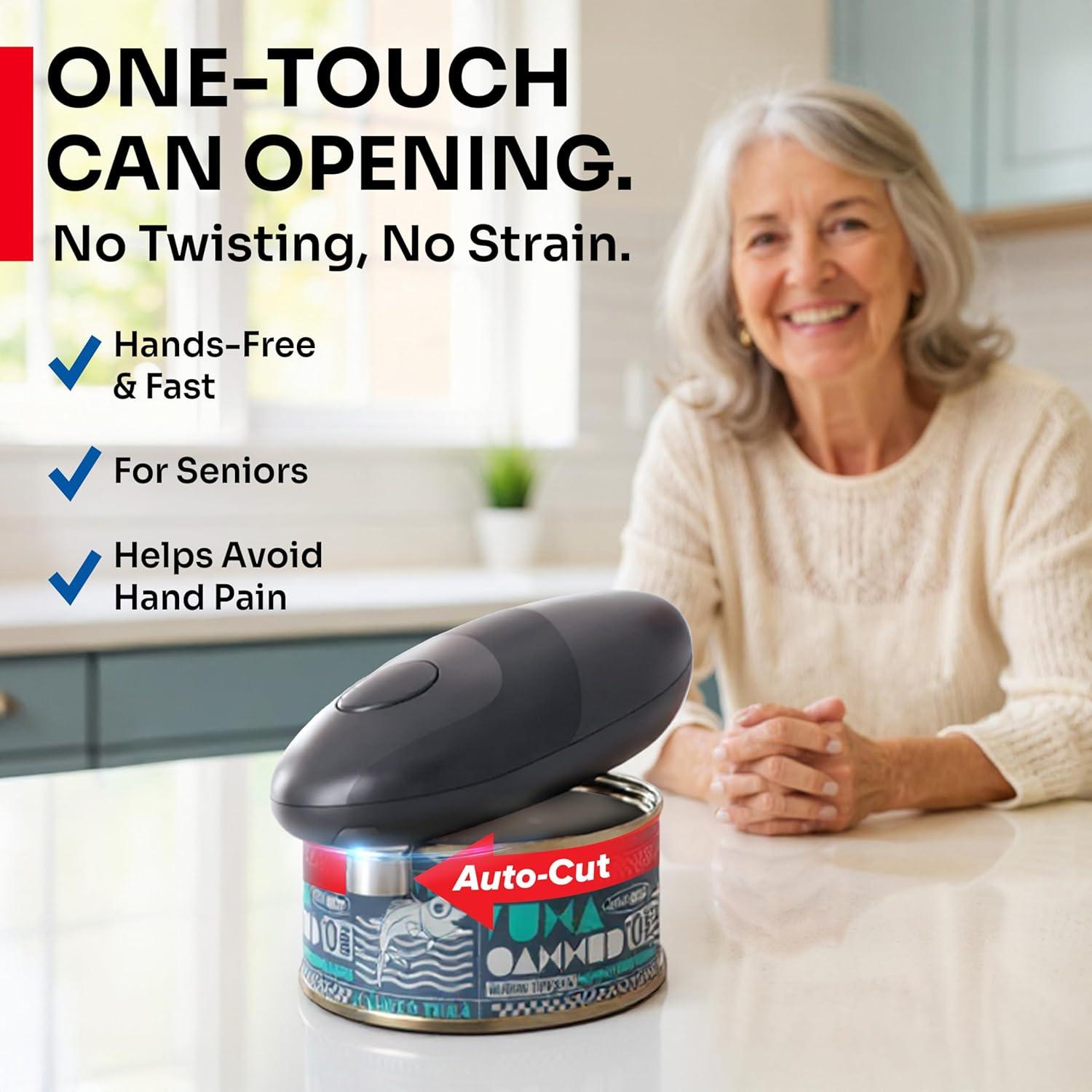 image:imageMUELLER HOME SmoothEdge Auto Electric Can Opener BatteryOperated OneTouch w Magnet Lid Lifter Portable HandsFree Automatic Can Openers for Seniors amp Arthritis SmoothEdge Cut Technology BlackGray