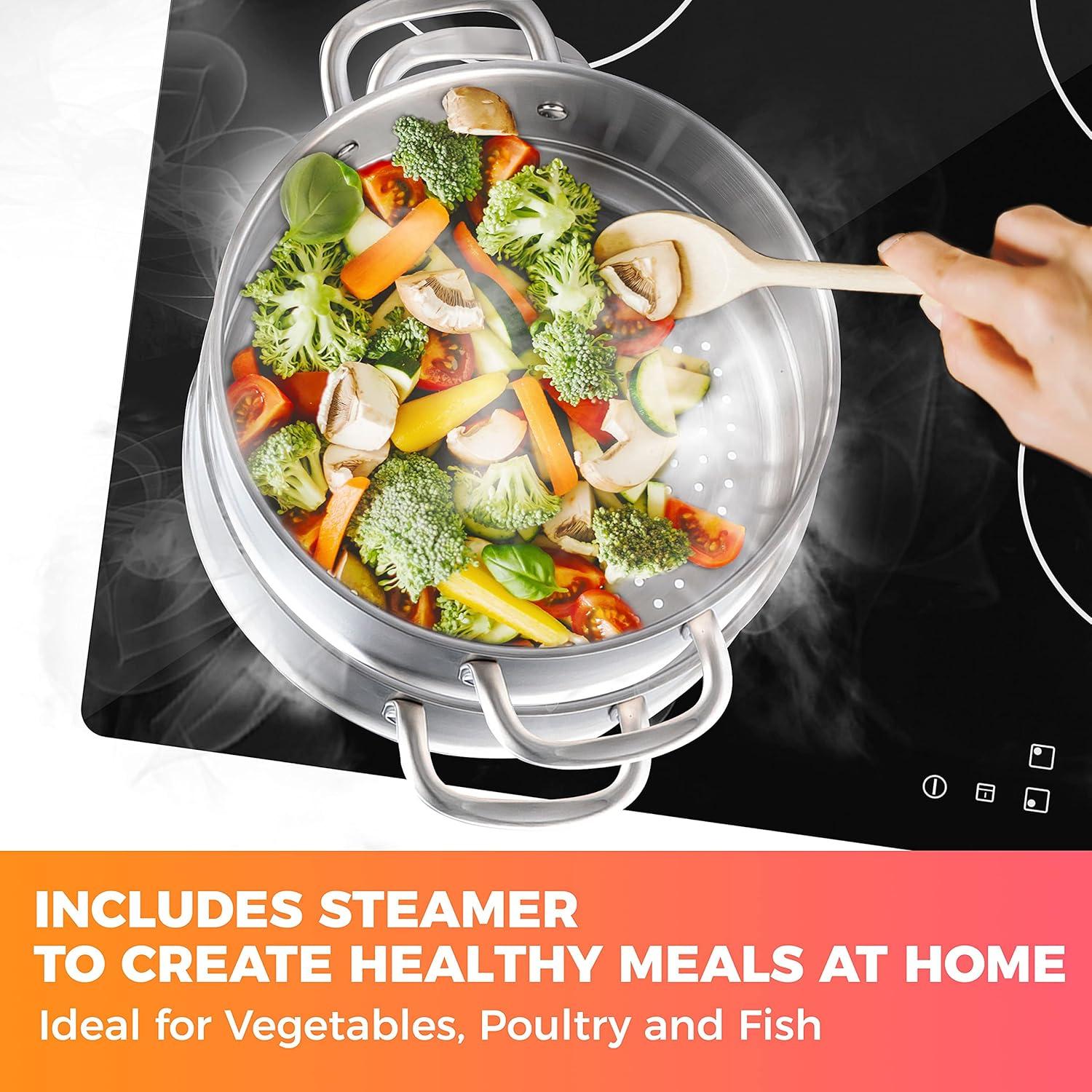 image:imageMueller 16Piece NonStick Stone Cookware Set with Steamer and Glass Lids TurquoiseSilver