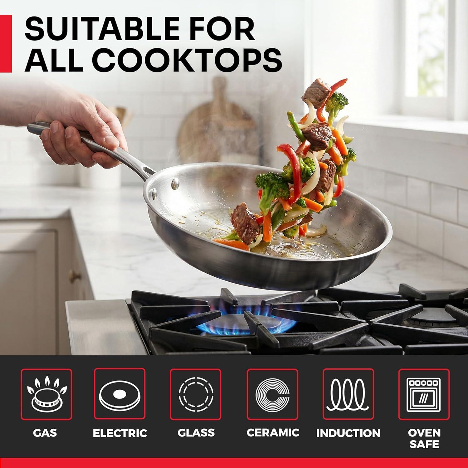image:imageMueller Pots and Pans Set 11Piece UltraClad Pro Stainless Steel Cookware Set Ergonomic and EverCool Stainless Steel Handle Includes Saucepans Skillets Stockpot Saute Pan SteamerSilver