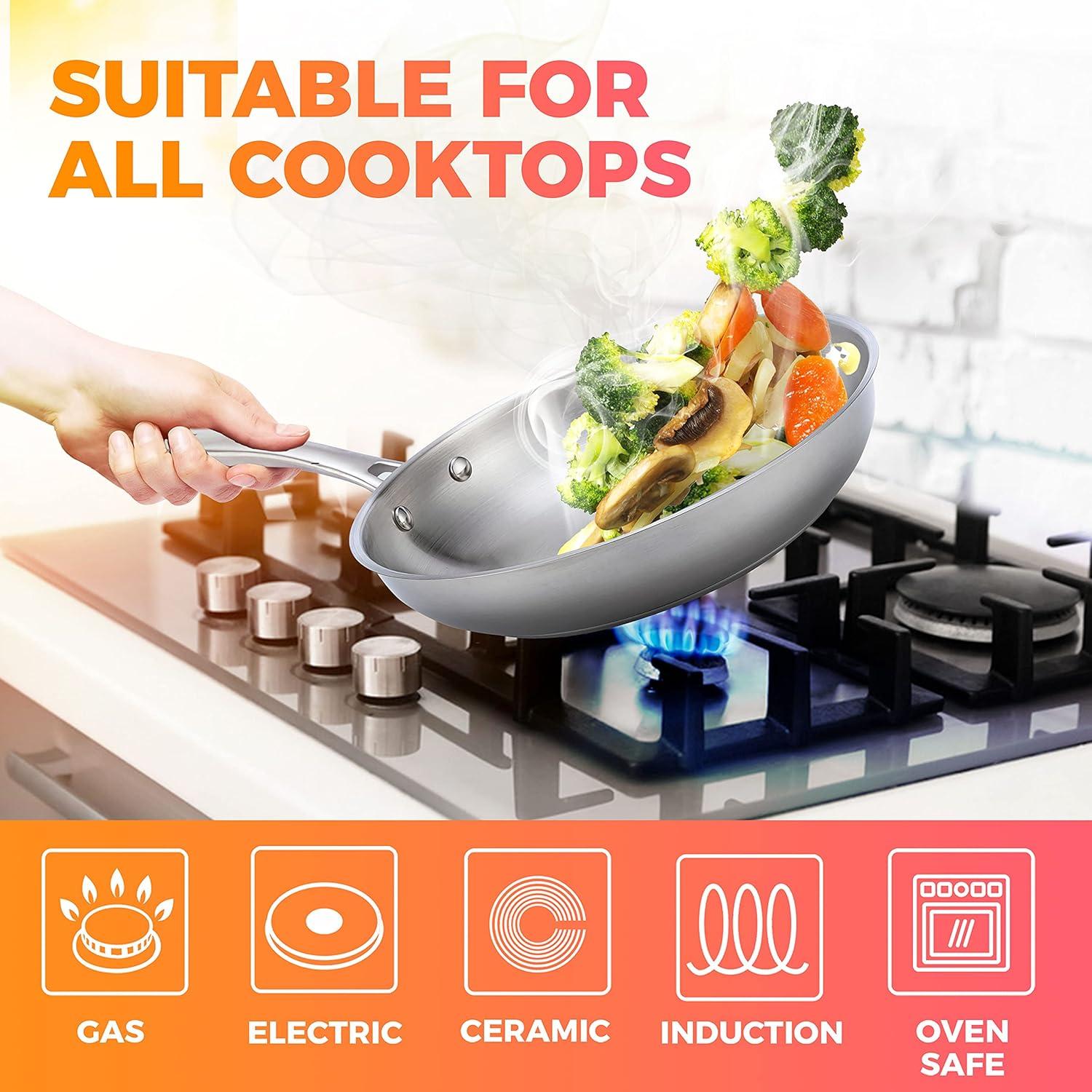 image:imageMueller Pots and Pans Set 11Piece UltraClad Pro Stainless Steel Cookware Set Ergonomic and EverCool Stainless Steel Handle Includes Saucepans Skillets Stockpot Saute Pan SteamerSilver