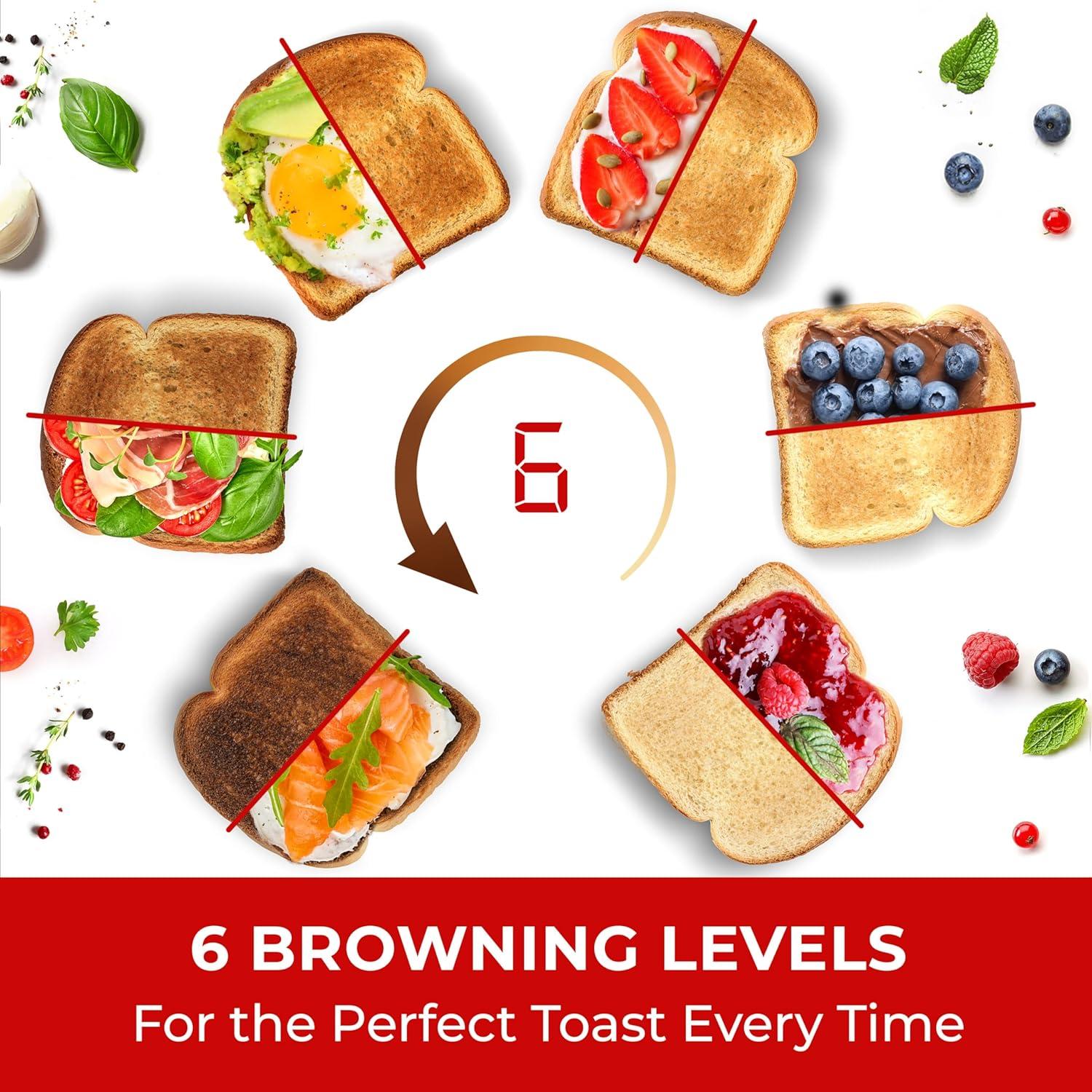 image:imageMueller UltraToast Stainless Steel Toaster 4 Slice ExtraWide 16 Slots for Artisan Bread Bagels amp Frozen Waffles 6 Browning Levels LED Display CancelDefrostReheat Removable Crumb Tray