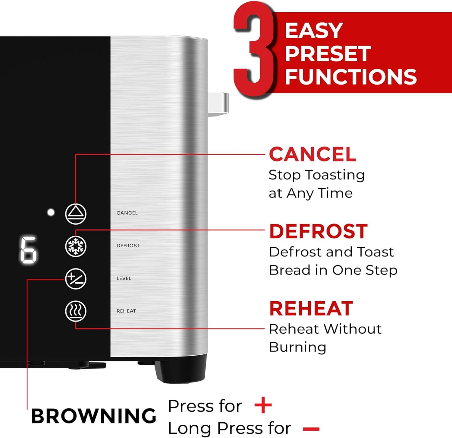 image:imageMueller UltraToast Stainless Steel Toaster 4 Slice ExtraWide 16 Slots for Artisan Bread Bagels amp Frozen Waffles 6 Browning Levels LED Display CancelDefrostReheat Removable Crumb Tray