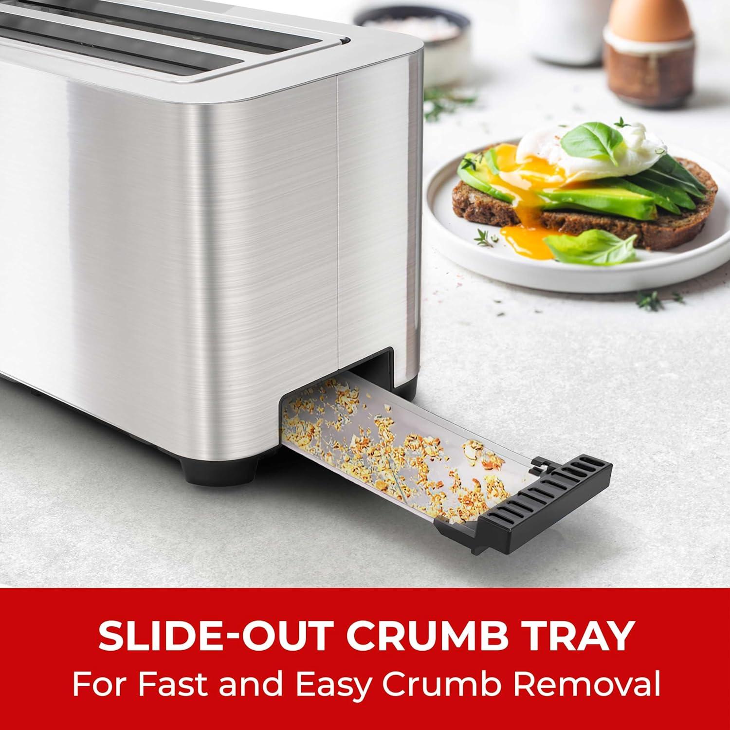 image:imageMueller UltraToast Stainless Steel Toaster 4 Slice ExtraWide 16 Slots for Artisan Bread Bagels amp Frozen Waffles 6 Browning Levels LED Display CancelDefrostReheat Removable Crumb Tray