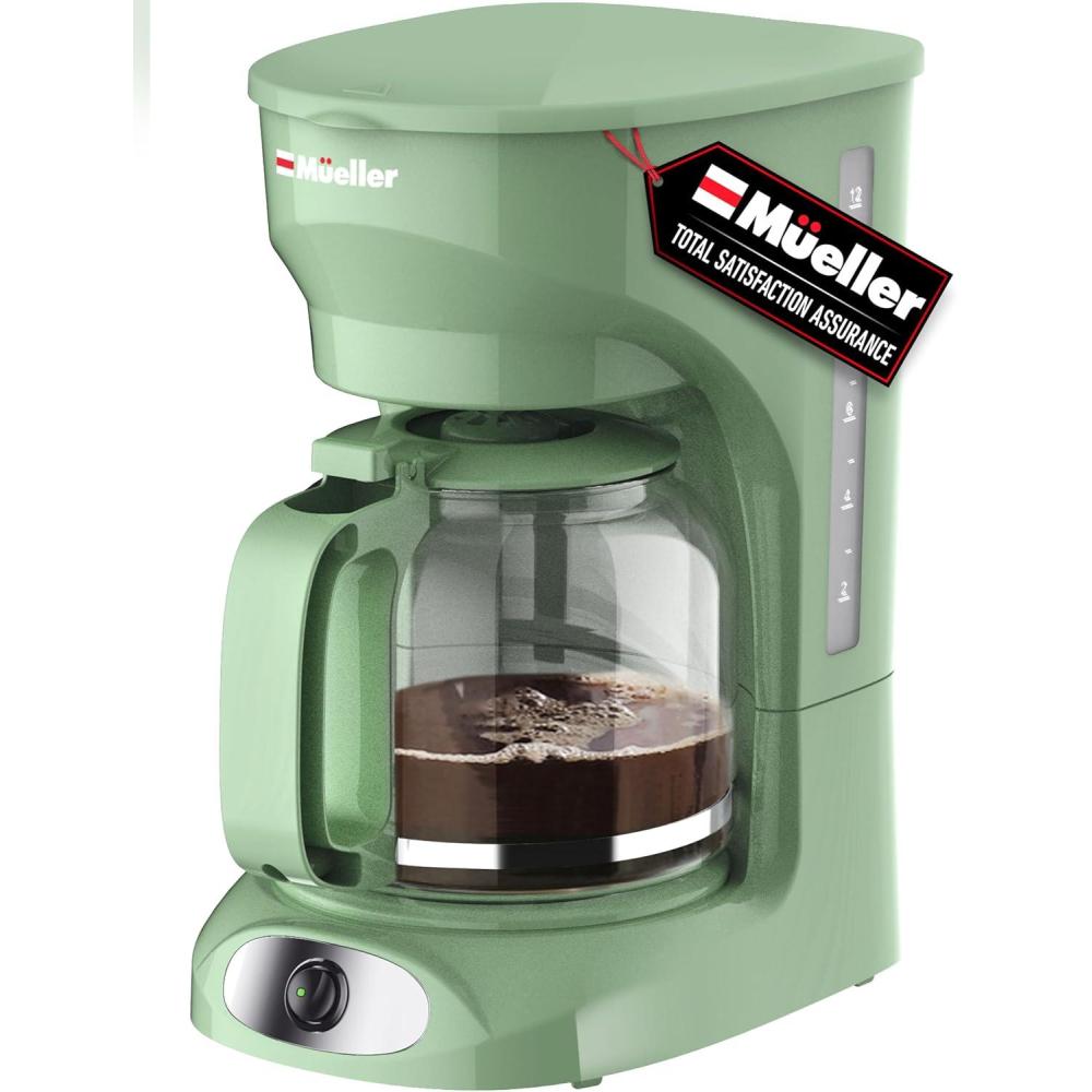 image:imageMUELLER HOME 12Cup Red Coffee Maker  Perfect for Home or Office Borosilicate Carafe AutoOff Reusable Filter AntiDrip KeepWarm Function Clear Water Level Window Red Kitchen AccessoriesGreen