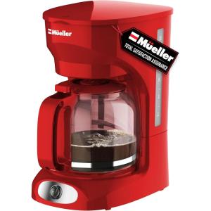 image:imageMUELLER HOME 12Cup Red Coffee Maker  Perfect for Home or Office Borosilicate Carafe AutoOff Reusable Filter AntiDrip KeepWarm Function Clear Water Level Window Red Kitchen AccessoriesRed