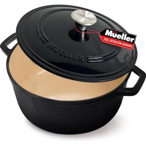 image:imageMUELLER HOME 75 QT Enameled Cast Iron Dutch Oven HeavyDuty OvenSafe up to 500 F amp Across All Cooktops Casserole Dish and Braiser Pan with Lid and Stainless Knob GreyBlack