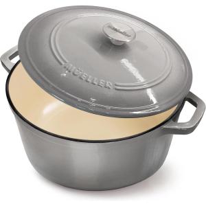 image:imageMUELLER HOME 75 QT Enameled Cast Iron Dutch Oven HeavyDuty OvenSafe up to 500 F amp Across All Cooktops Casserole Dish and Braiser Pan with Lid and Stainless Knob GreyGray
