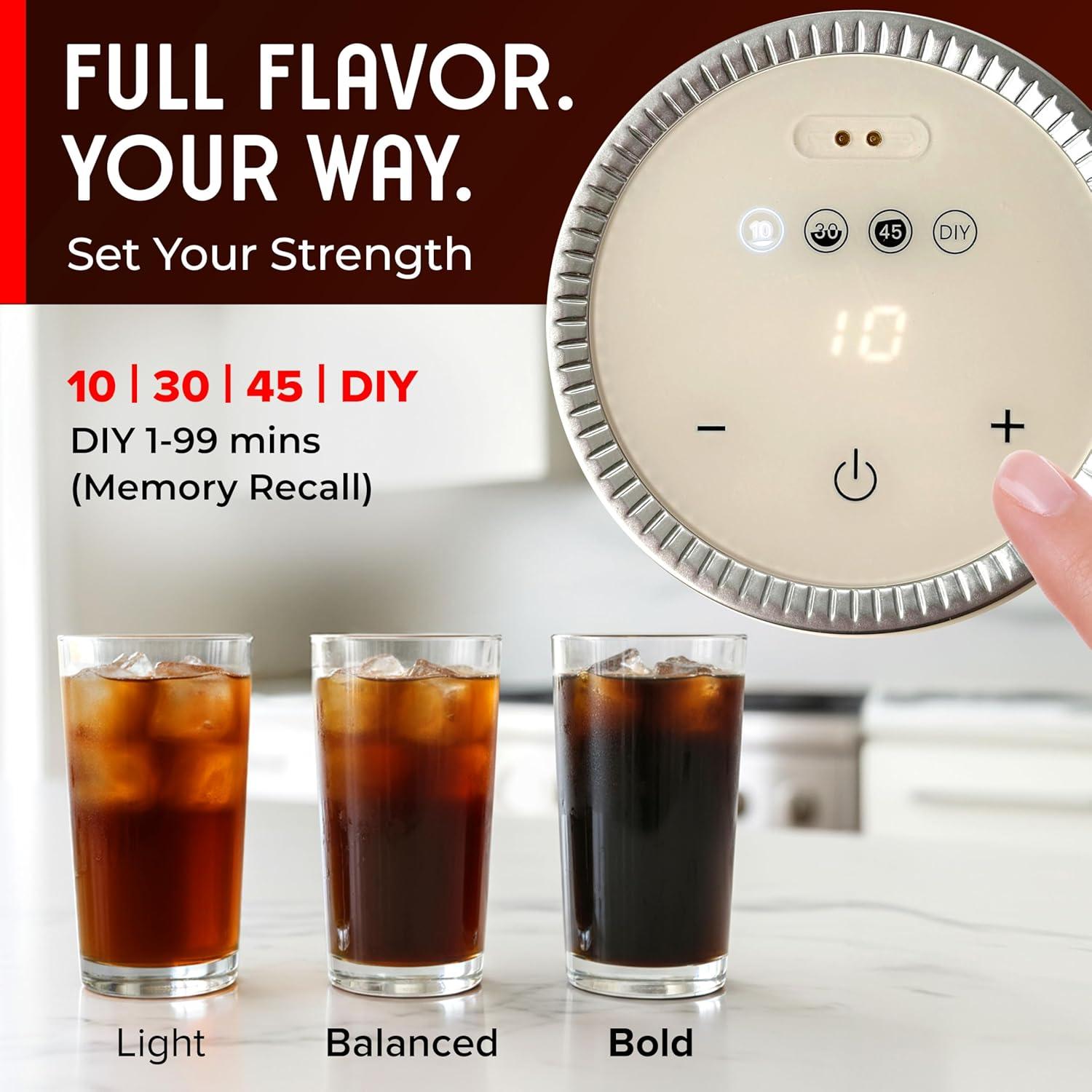 image:imageMueller RapidBrew Cold Brew Iced Coffee Maker 10 Min Fast Brew Portable Rechargeable Cold Brew Machine for Coffee amp Tea Adjustable Strength 1099 Min 20 Servings Per Charge Black CoffeeCappuccino Beige