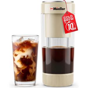 image:imageMueller RapidBrew Cold Brew Iced Coffee Maker  10 Min Fast Brew Portable Rechargeable Cold Brew Machine for Coffee amp Tea  Adjustable Strength 1099 Min  20 Servings Per Charge Black CoffeeCappuccino Beige