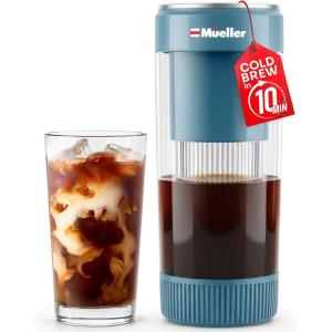 image:imageMueller RapidBrew Cold Brew Iced Coffee Maker  10 Min Fast Brew Portable Rechargeable Cold Brew Machine for Coffee amp Tea  Adjustable Strength 1099 Min  20 Servings Per Charge Black CoffeeMineral Blue