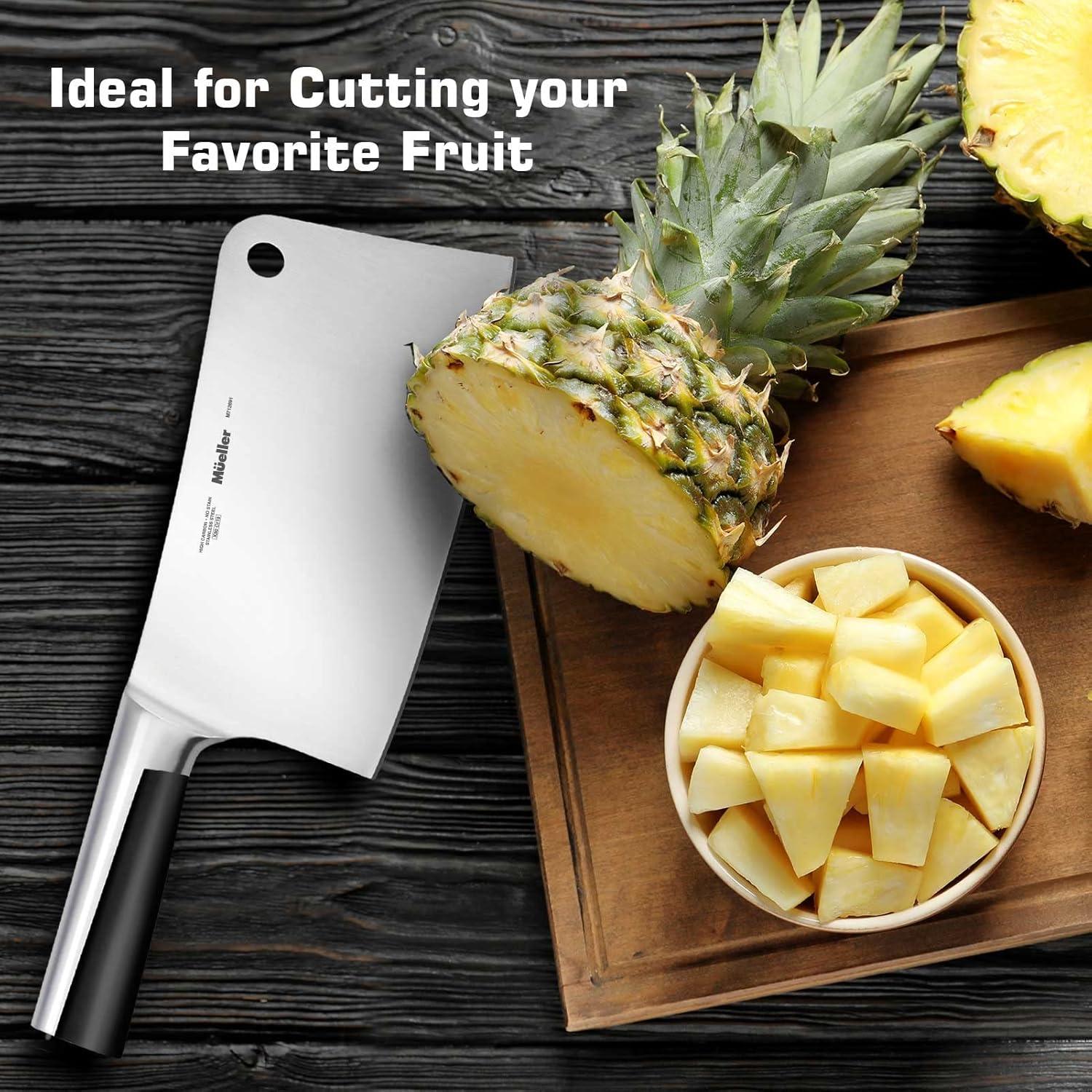 image:imageMueller 7Inch Meat Cleaver Butcher Knife German High Carbon Steel LaserTested RazorSharp Blade Heavy Duty Bone Chopper for Meat amp Vegetables Home amp Restaurant Gift for HimStainless Steel Handle
