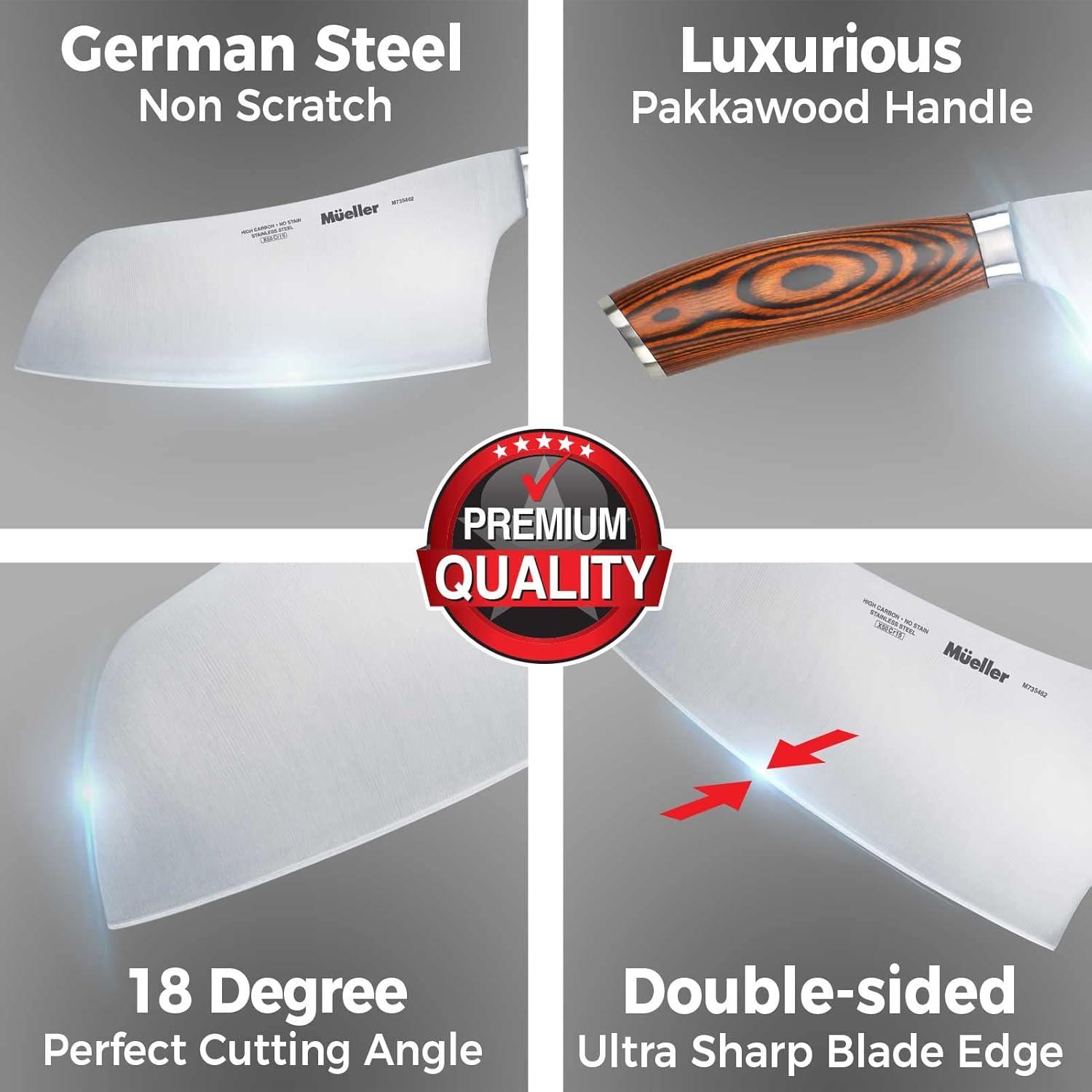 image:imageMueller Cleaver Knife 7 Inch Ultra Sharp German High Carbon Steel Vegetable Meat Cleaver Multifunction Chopper Butcher Knife for Home Kitchen and Restaurant