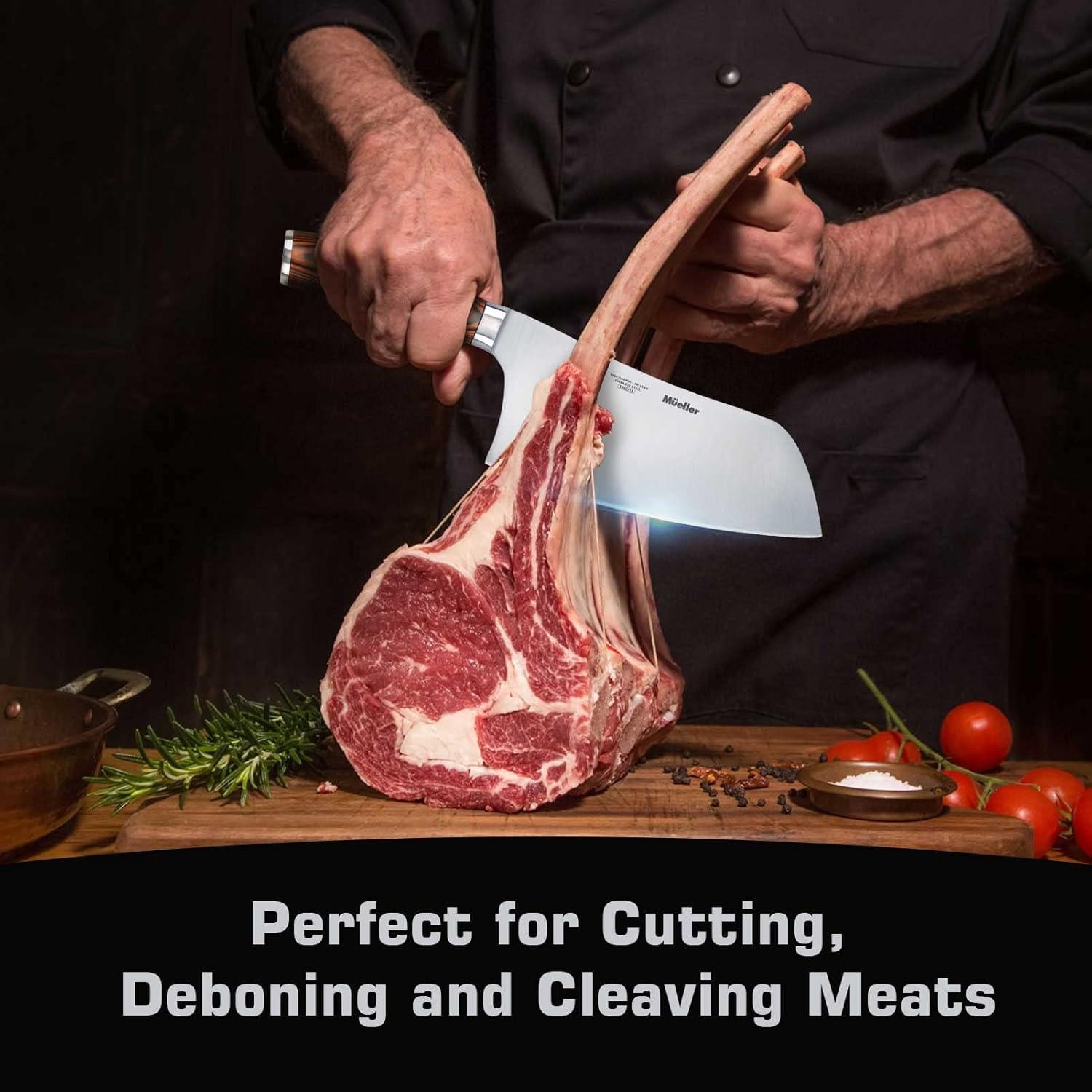 image:imageMueller Cleaver Knife 7 Inch Ultra Sharp German High Carbon Steel Vegetable Meat Cleaver Multifunction Chopper Butcher Knife for Home Kitchen and Restaurant