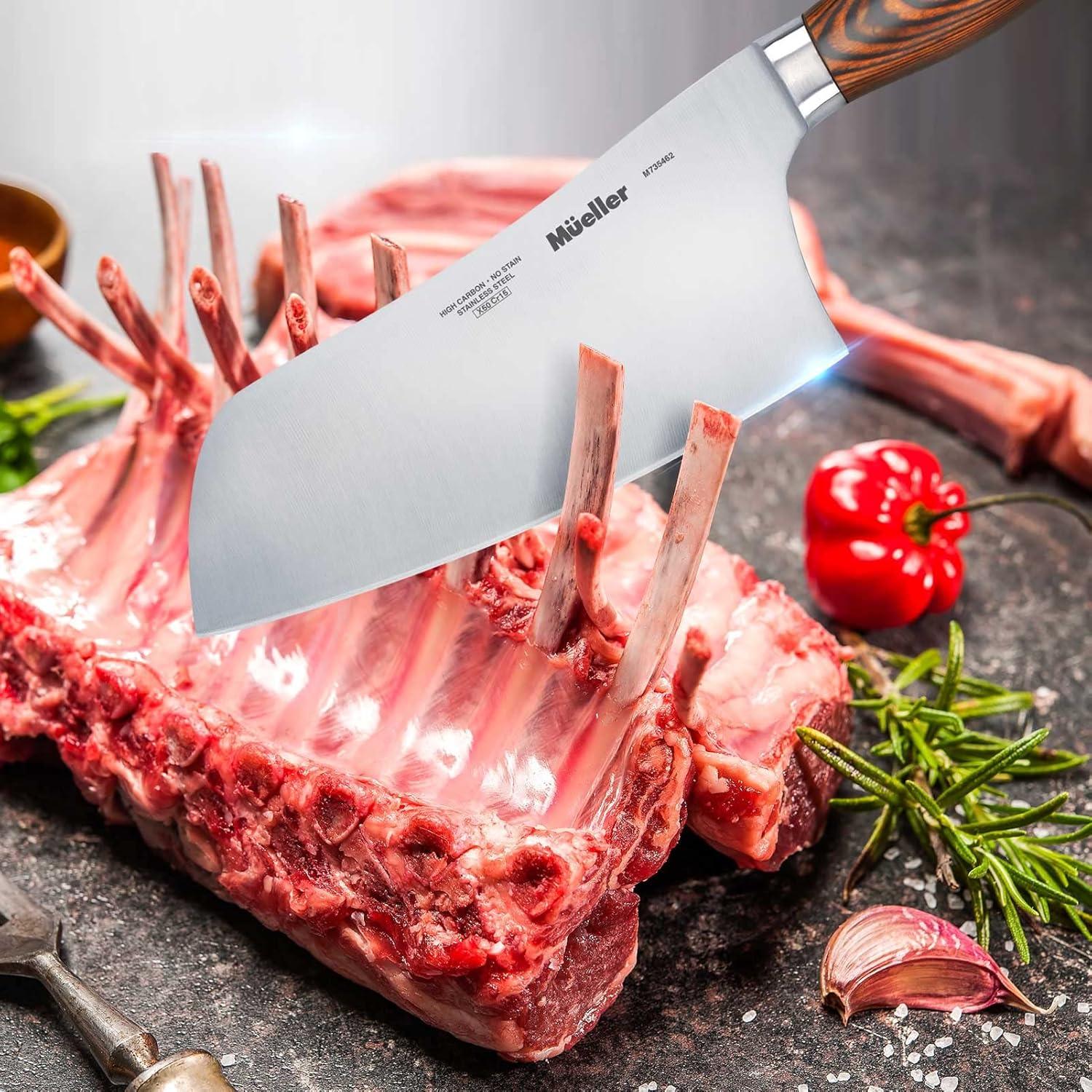 image:imageMueller Cleaver Knife 7 Inch Ultra Sharp German High Carbon Steel Vegetable Meat Cleaver Multifunction Chopper Butcher Knife for Home Kitchen and Restaurant