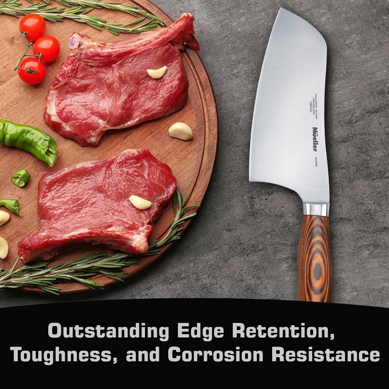 image:imageMueller Cleaver Knife 7 Inch Ultra Sharp German High Carbon Steel Vegetable Meat Cleaver Multifunction Chopper Butcher Knife for Home Kitchen and Restaurant