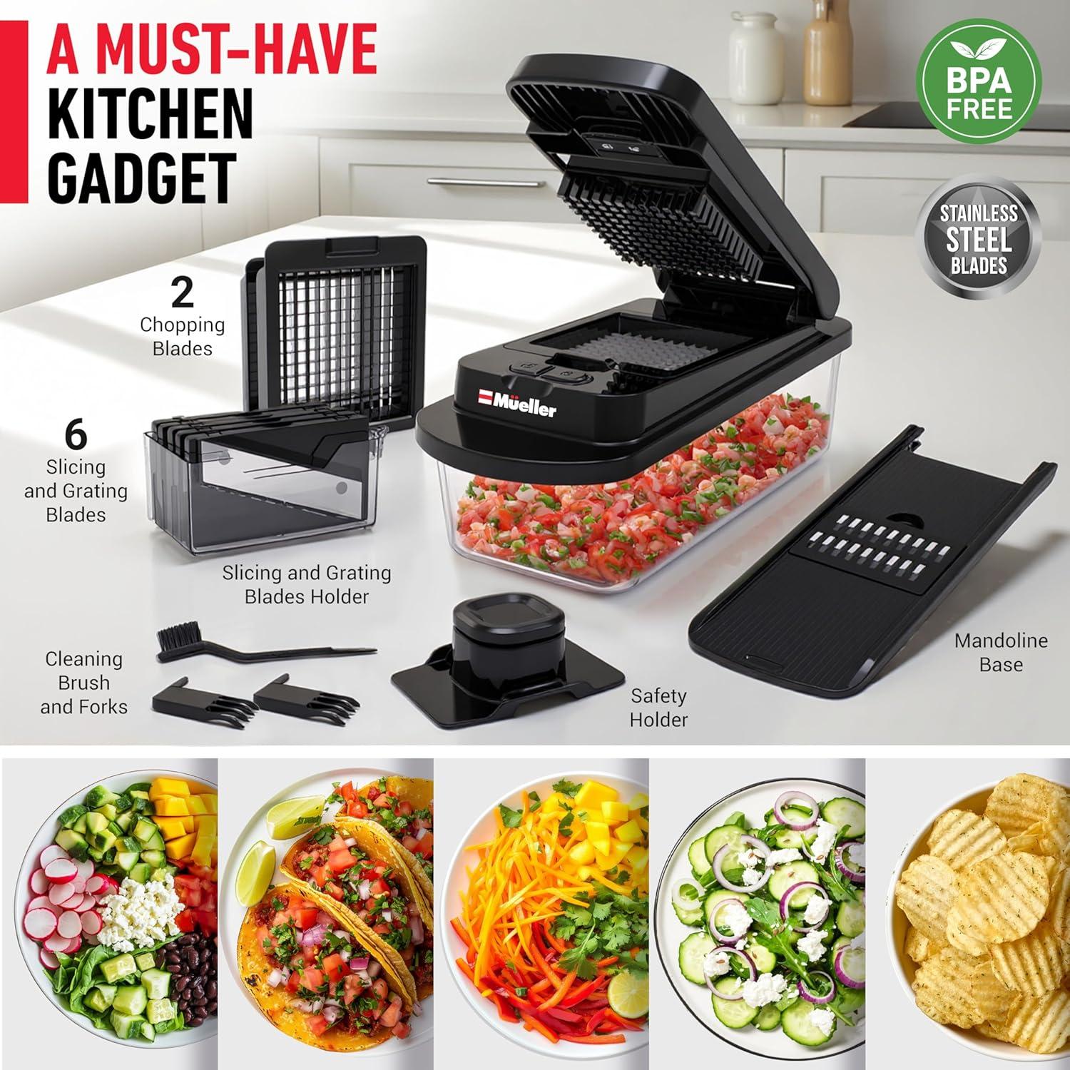 image:imageMueller ULTIMATE 12 Blade Vegetable Chopper Mandoline Slicer and Spiralizer Dicer Grater Kitchen Essentials amp Accessories BlackBlack