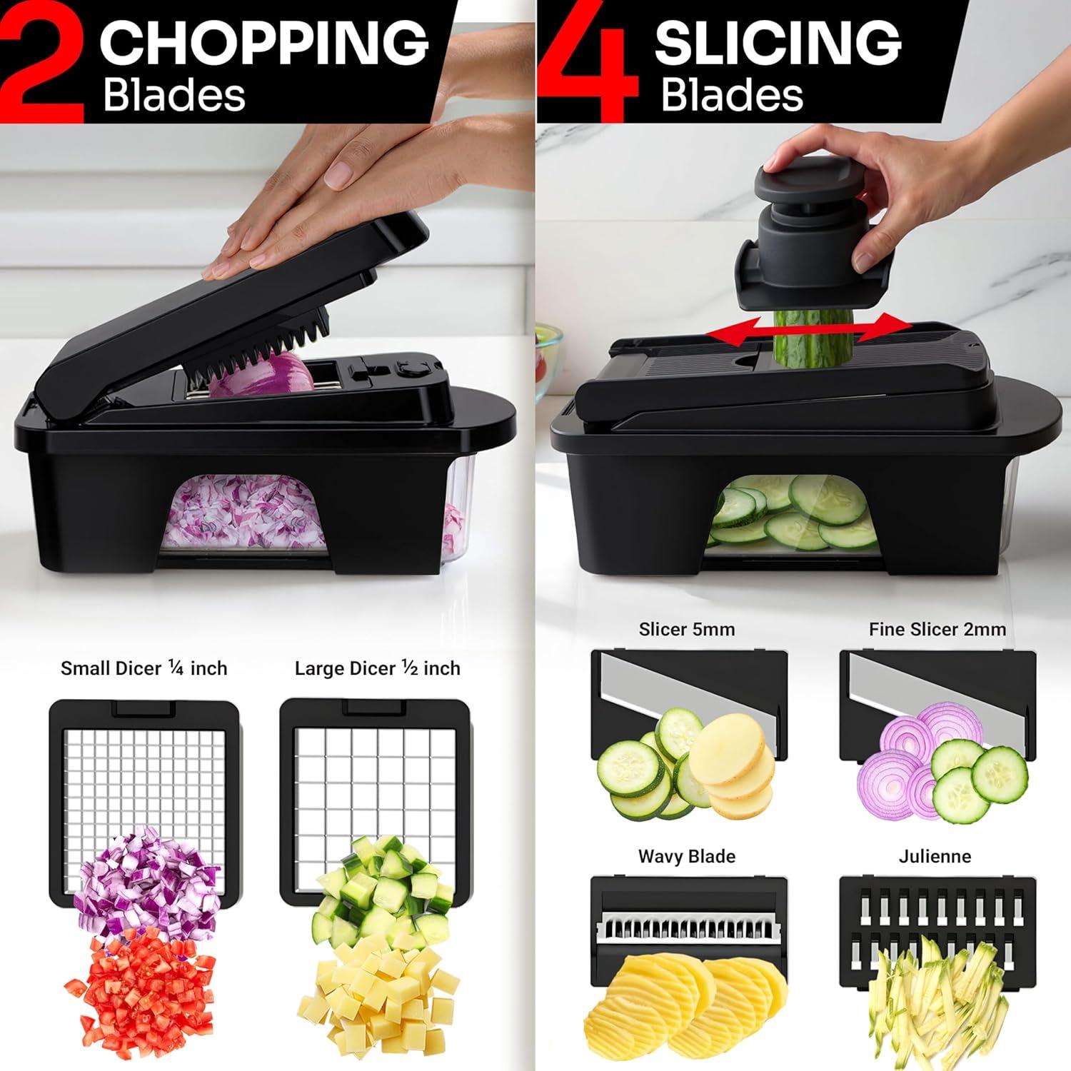 image:imageMueller ULTIMATE 12 Blade Vegetable Chopper Mandoline Slicer and Spiralizer Dicer Grater Kitchen Essentials amp Accessories BlackBlack