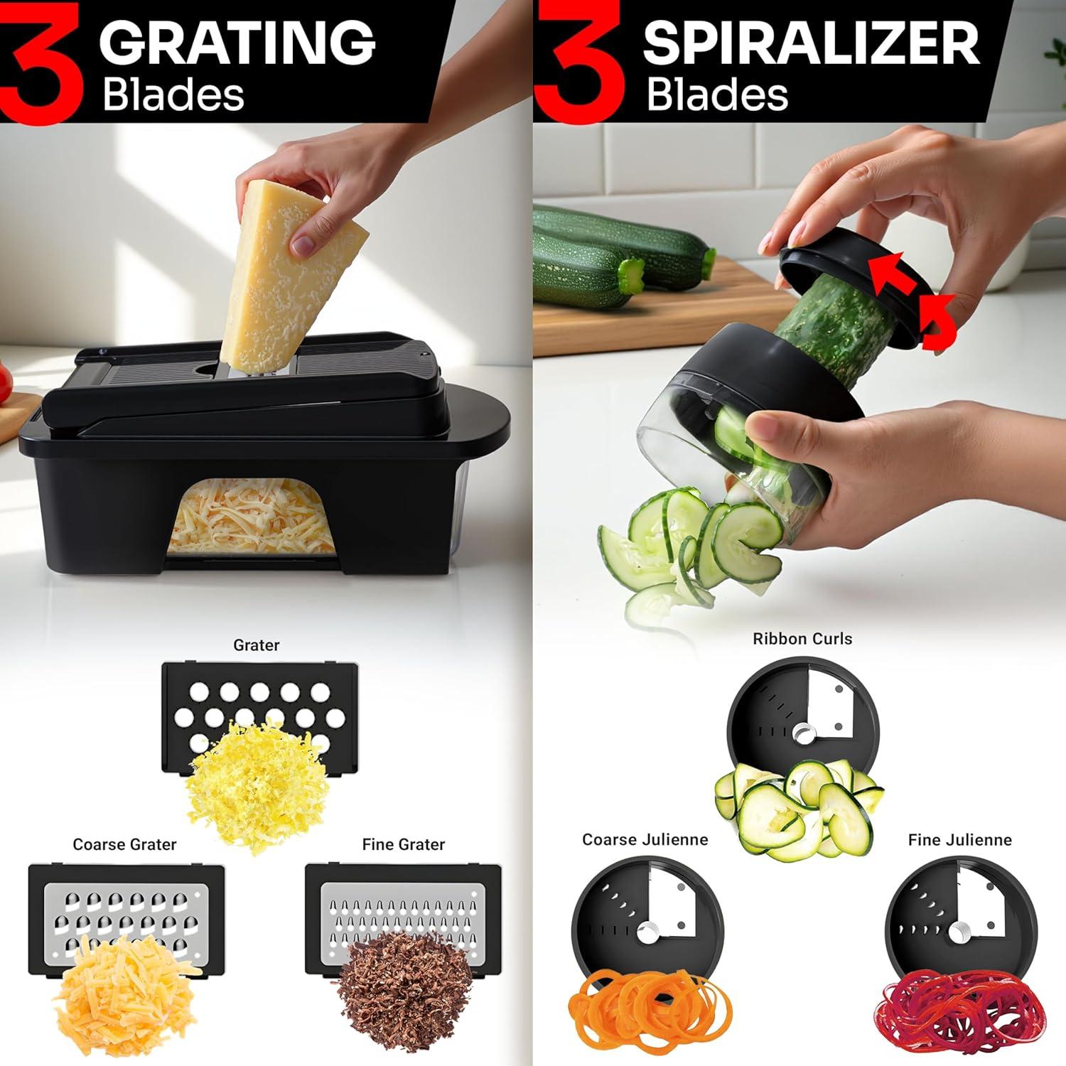 image:imageMueller ULTIMATE 12 Blade Vegetable Chopper Mandoline Slicer and Spiralizer Dicer Grater Kitchen Essentials amp Accessories BlackBlack
