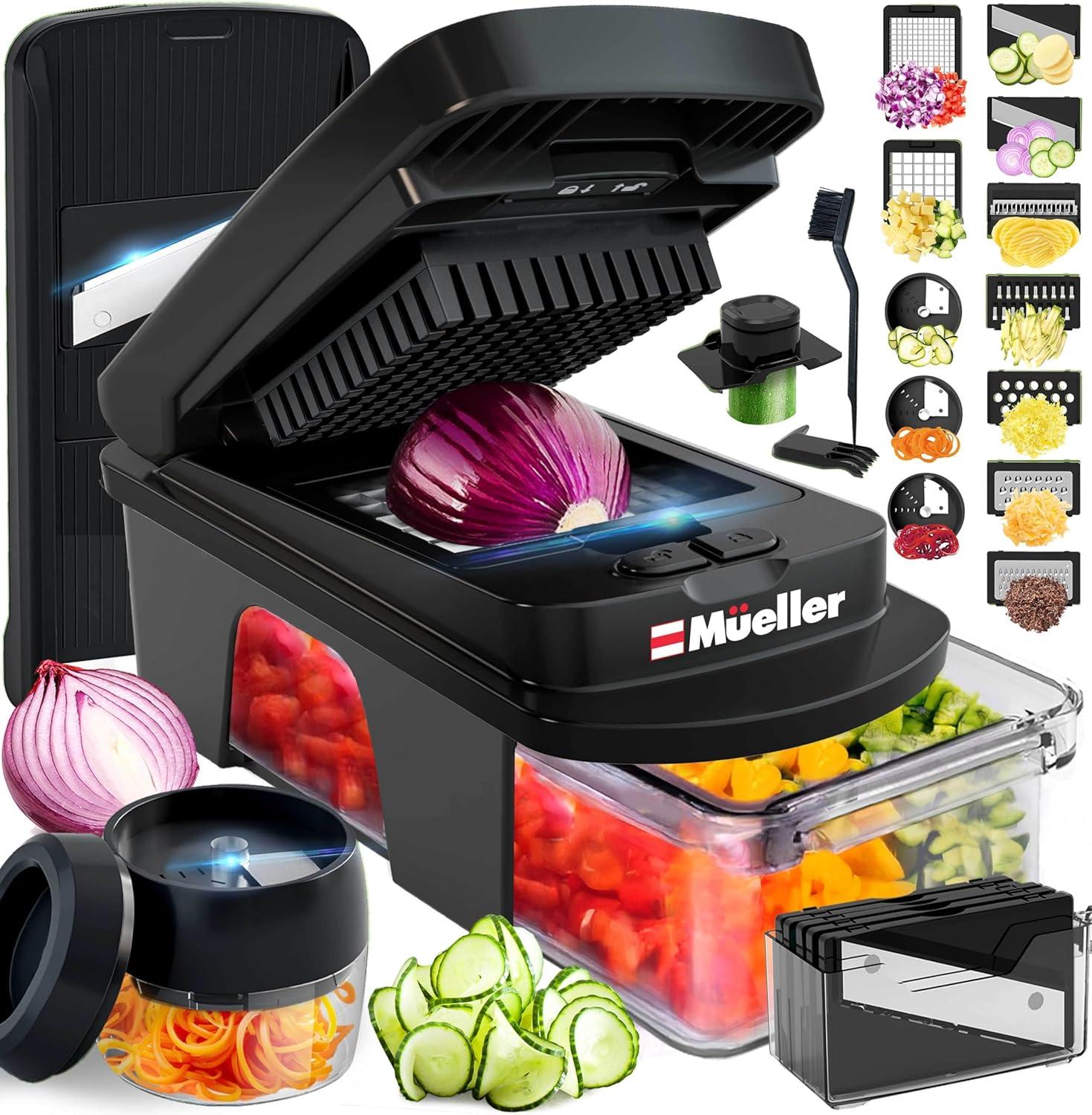 image:imageMueller ULTIMATE 12 Blade Vegetable Chopper Mandoline Slicer and Spiralizer Dicer Grater Kitchen Essentials amp Accessories BlackBlack