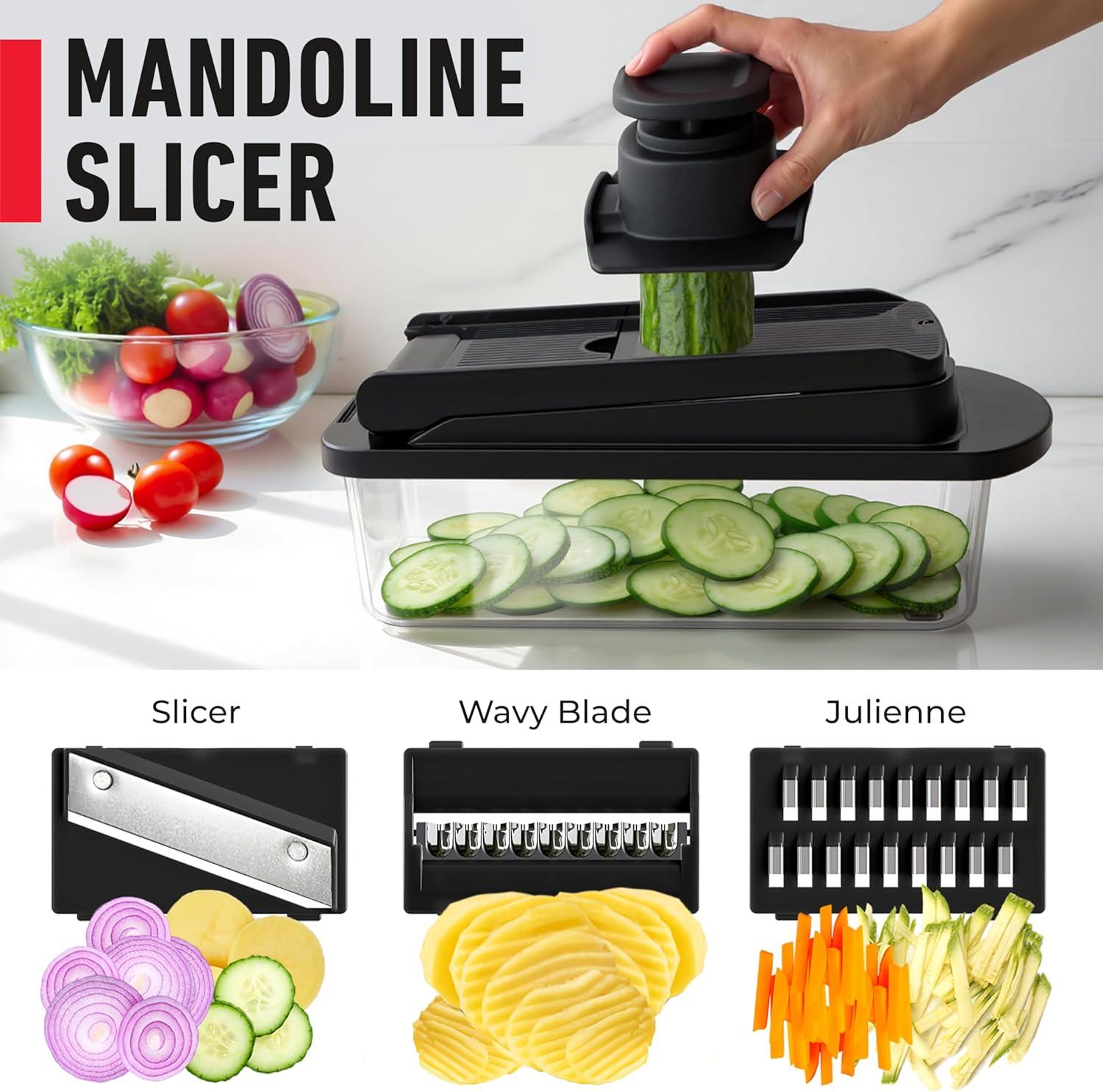 image:imageMueller ULTIMATE 12 Blade Vegetable Chopper Mandoline Slicer and Spiralizer Dicer Grater Kitchen Essentials amp Accessories BlackBlack