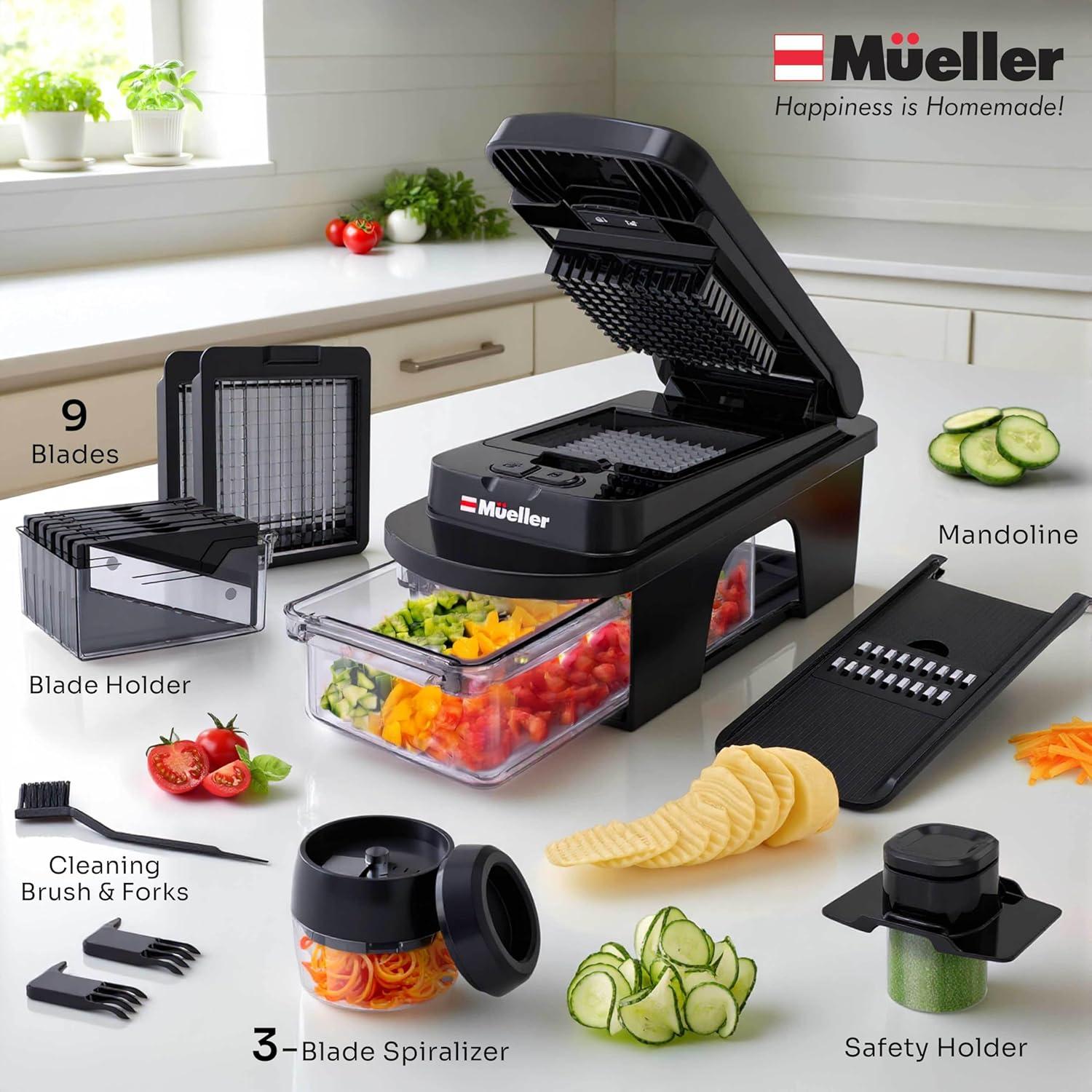 image:imageMueller ULTIMATE 12 Blade Vegetable Chopper Mandoline Slicer and Spiralizer Dicer Grater Kitchen Essentials amp Accessories BlackBlack