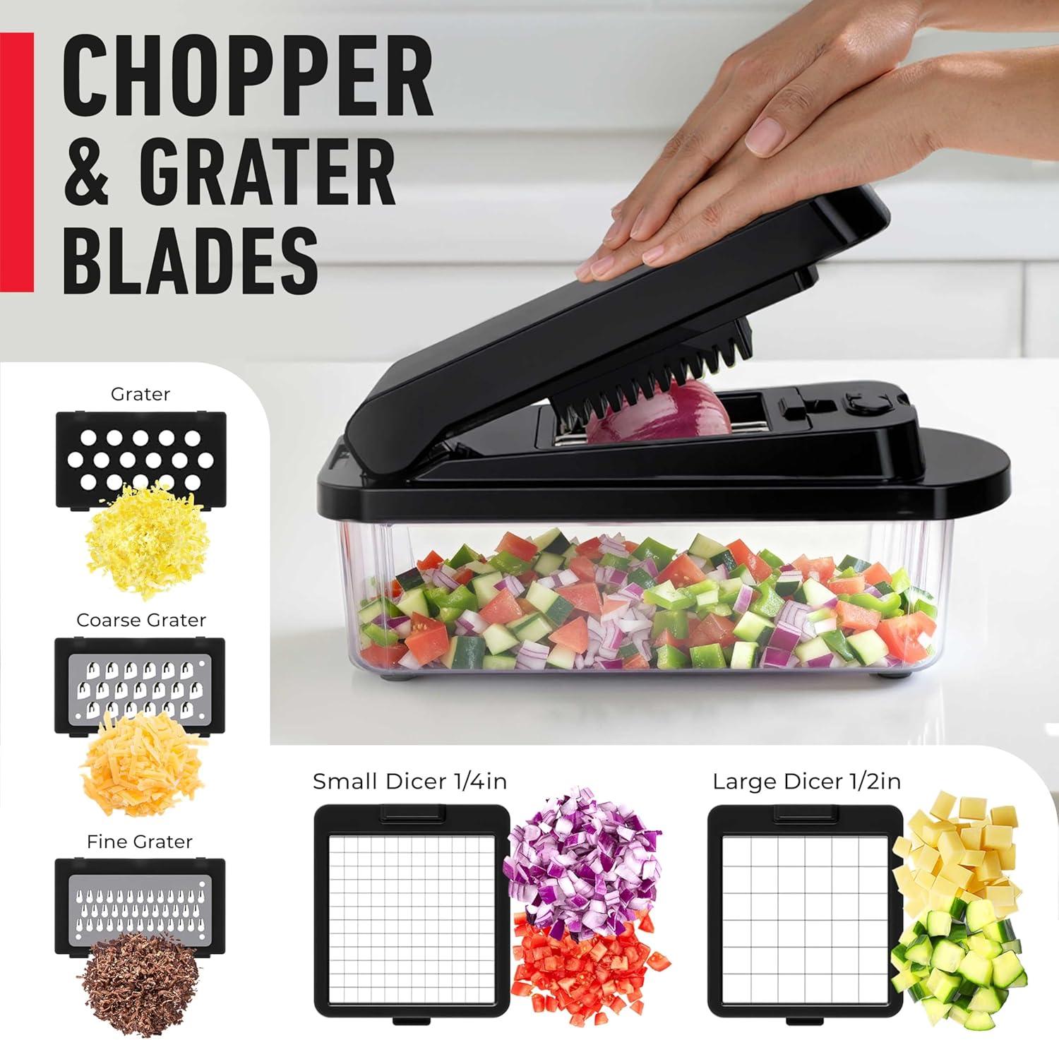 image:imageMueller ULTIMATE 12 Blade Vegetable Chopper Mandoline Slicer and Spiralizer Dicer Grater Kitchen Essentials amp Accessories BlackBlack