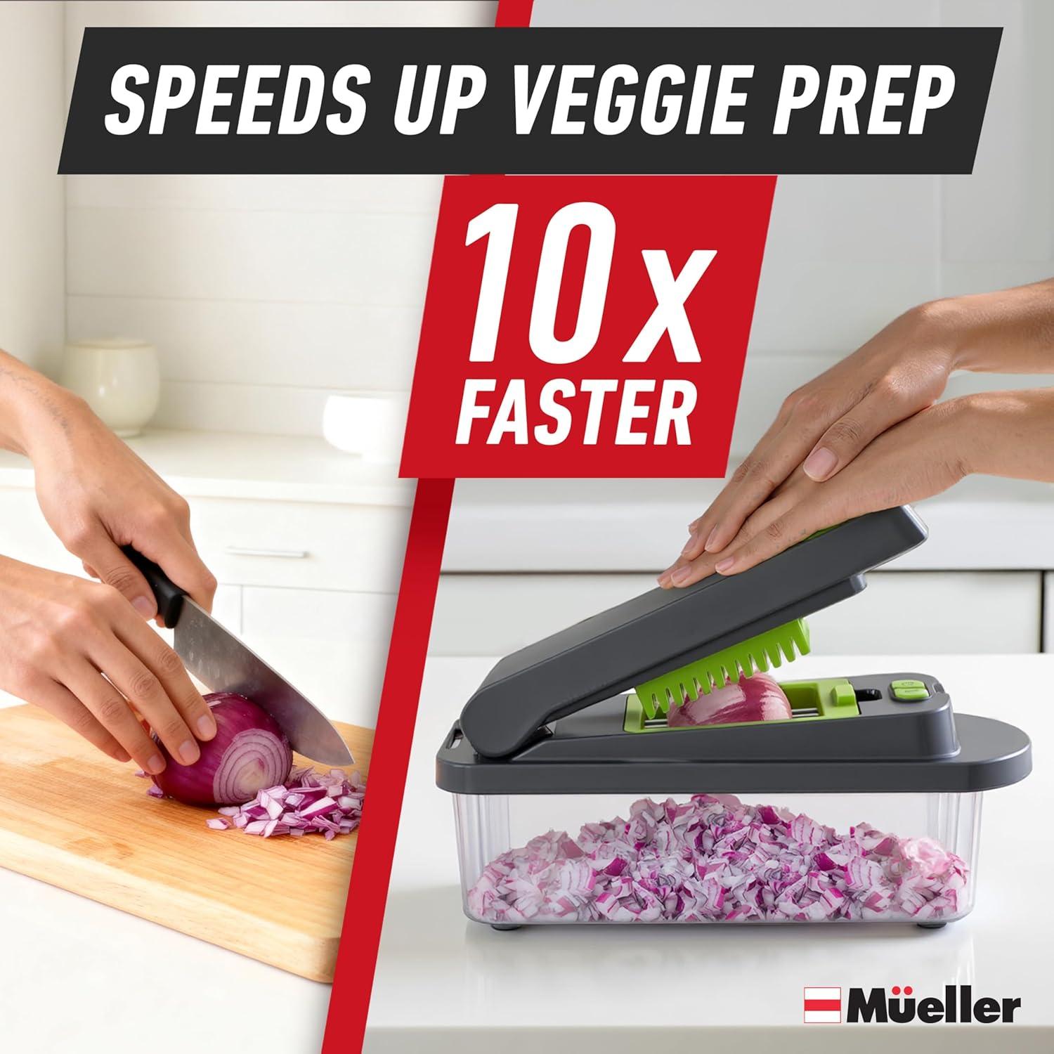 image:imageMueller ULTIMATE 12 Blade Vegetable Chopper Mandoline Slicer and Spiralizer Dicer Grater Kitchen Essentials amp Accessories BlackGrayGreen