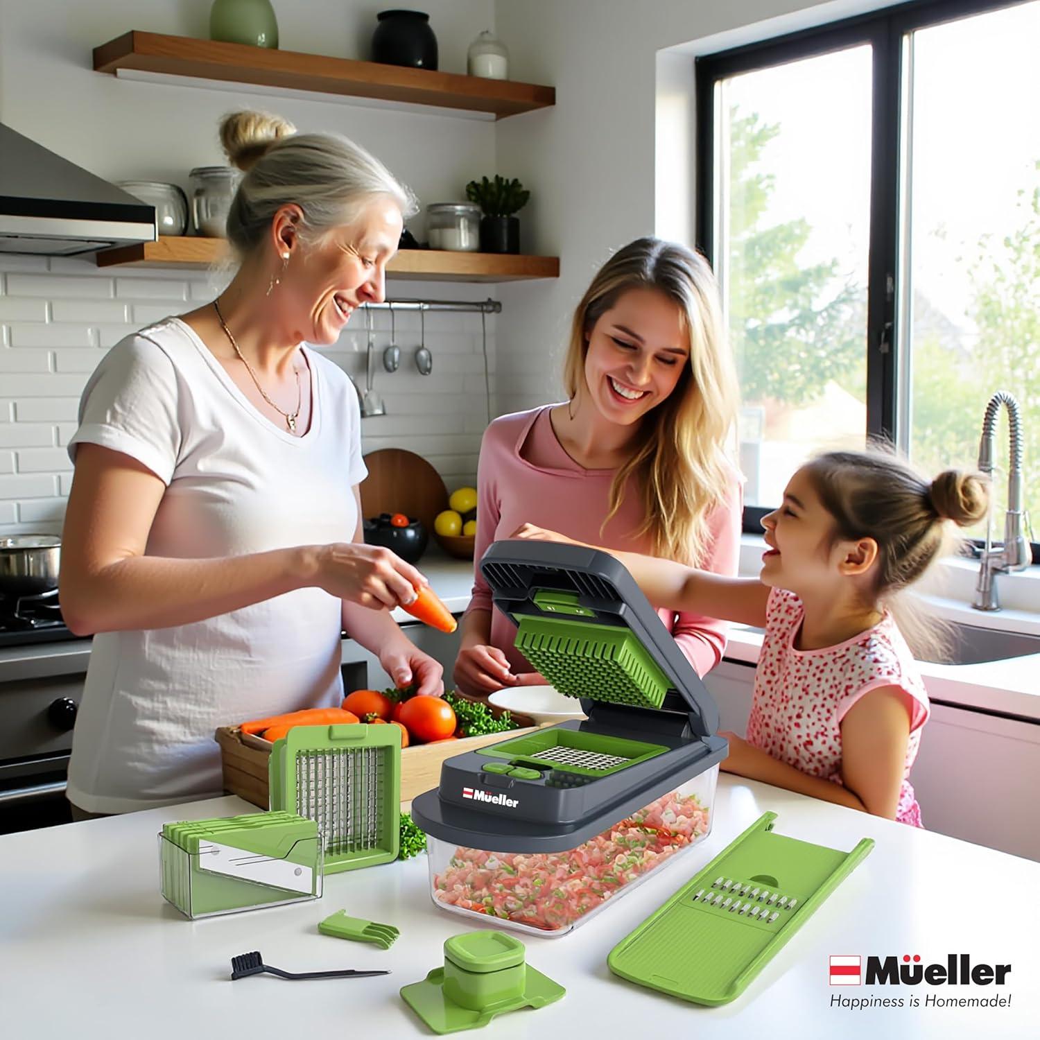 image:imageMueller ULTIMATE 12 Blade Vegetable Chopper Mandoline Slicer and Spiralizer Dicer Grater Kitchen Essentials amp Accessories BlackGrayGreen
