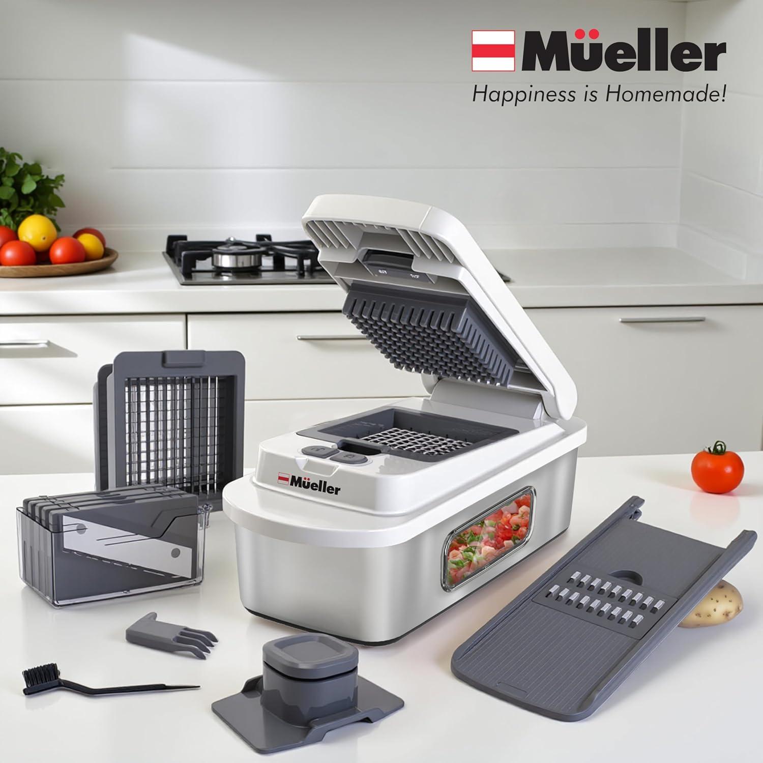 image:imageMueller ULTIMATE 12 Blade Vegetable Chopper Mandoline Slicer and Spiralizer Dicer Grater Kitchen Essentials amp Accessories BlackStainless Steel White SandGrey