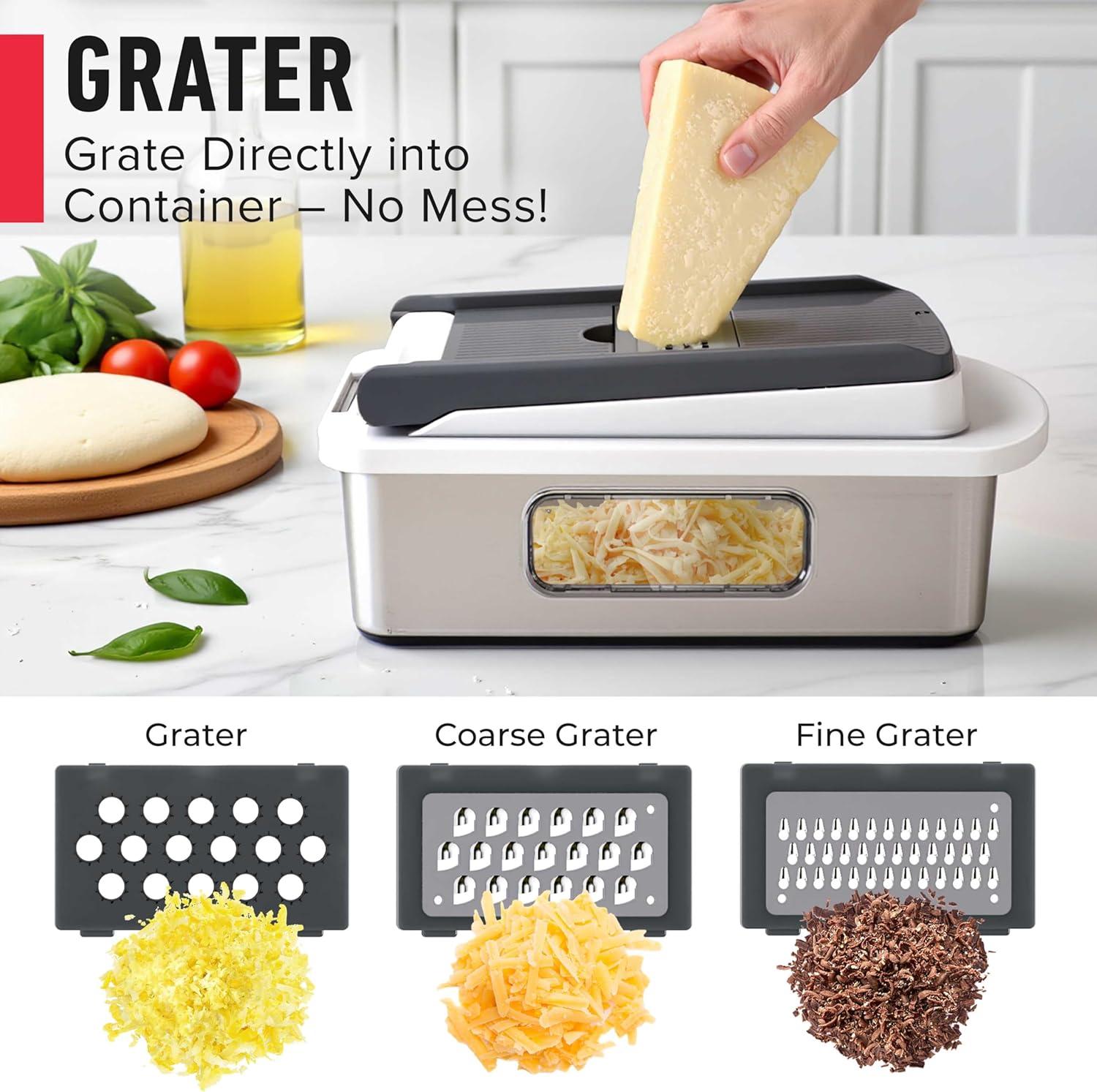 image:imageMueller ULTIMATE 12 Blade Vegetable Chopper Mandoline Slicer and Spiralizer Dicer Grater Kitchen Essentials amp Accessories BlackStainless Steel White SandGrey