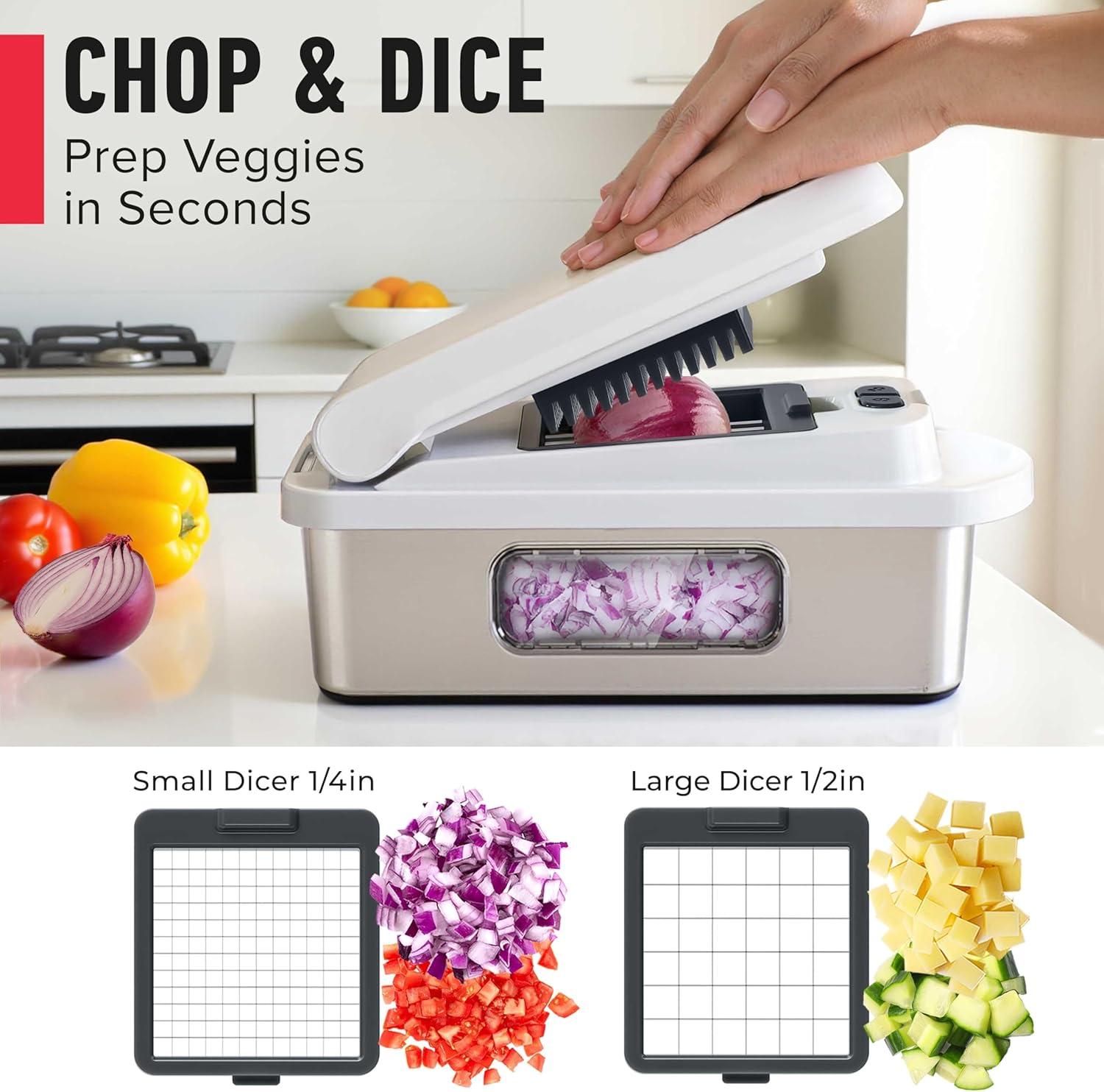 image:imageMueller ULTIMATE 12 Blade Vegetable Chopper Mandoline Slicer and Spiralizer Dicer Grater Kitchen Essentials amp Accessories BlackStainless Steel White SandGrey