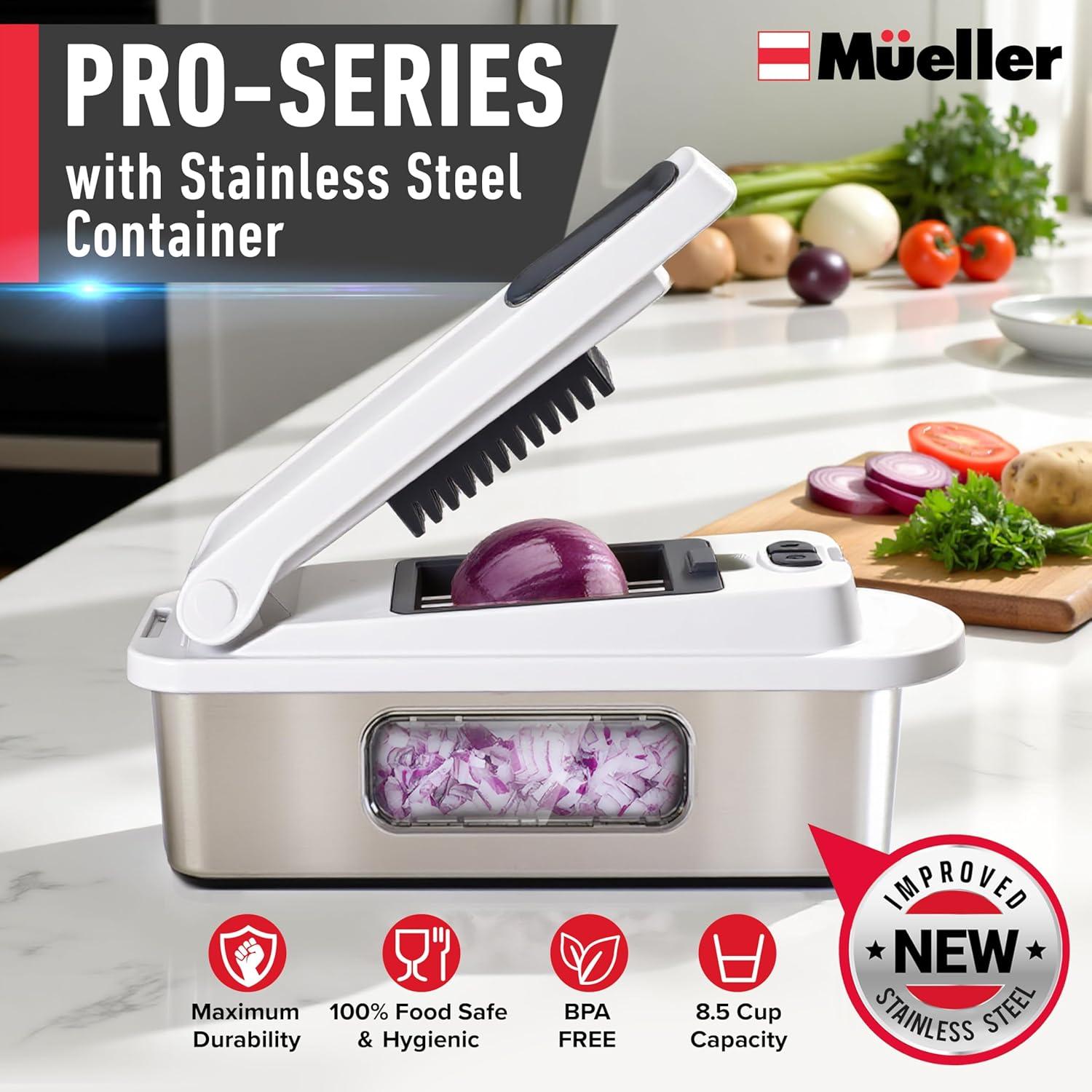 image:imageMueller ULTIMATE 12 Blade Vegetable Chopper Mandoline Slicer and Spiralizer Dicer Grater Kitchen Essentials amp Accessories BlackStainless Steel White SandGrey