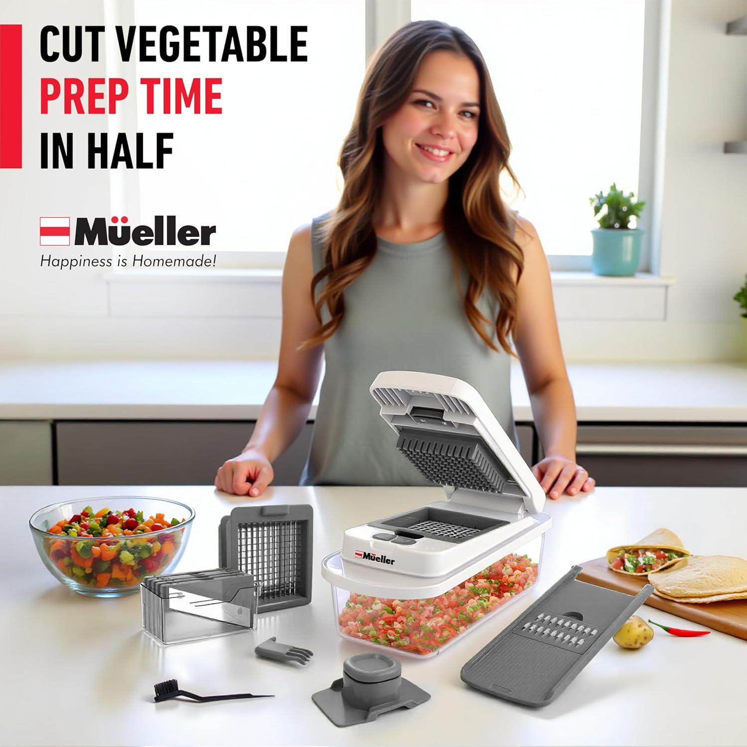 image:imageMueller ULTIMATE 12 Blade Vegetable Chopper Mandoline Slicer and Spiralizer Dicer Grater Kitchen Essentials amp Accessories BlackWhite SandGray