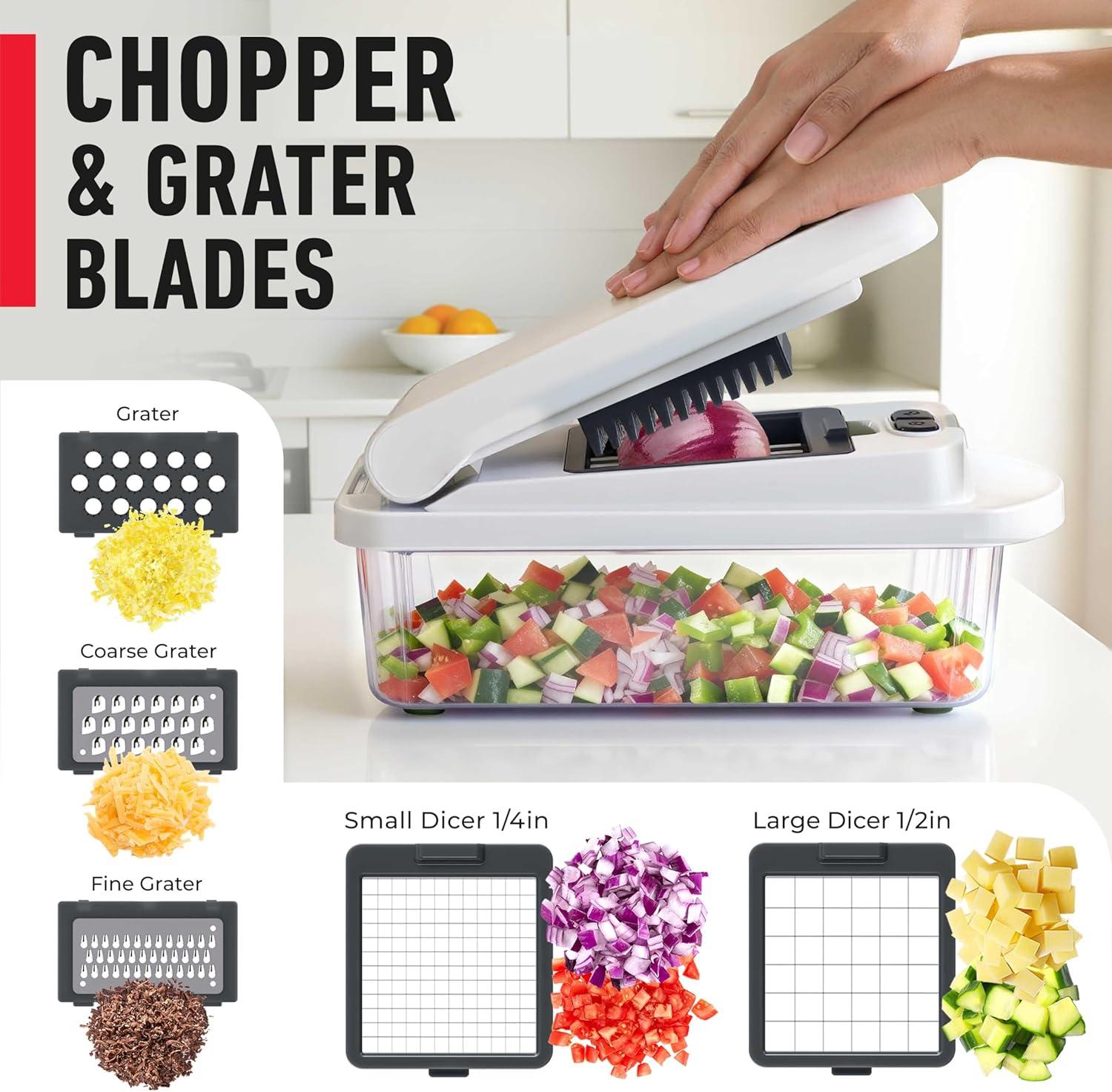 image:imageMueller ULTIMATE 12 Blade Vegetable Chopper Mandoline Slicer and Spiralizer Dicer Grater Kitchen Essentials amp Accessories BlackWhite SandGray