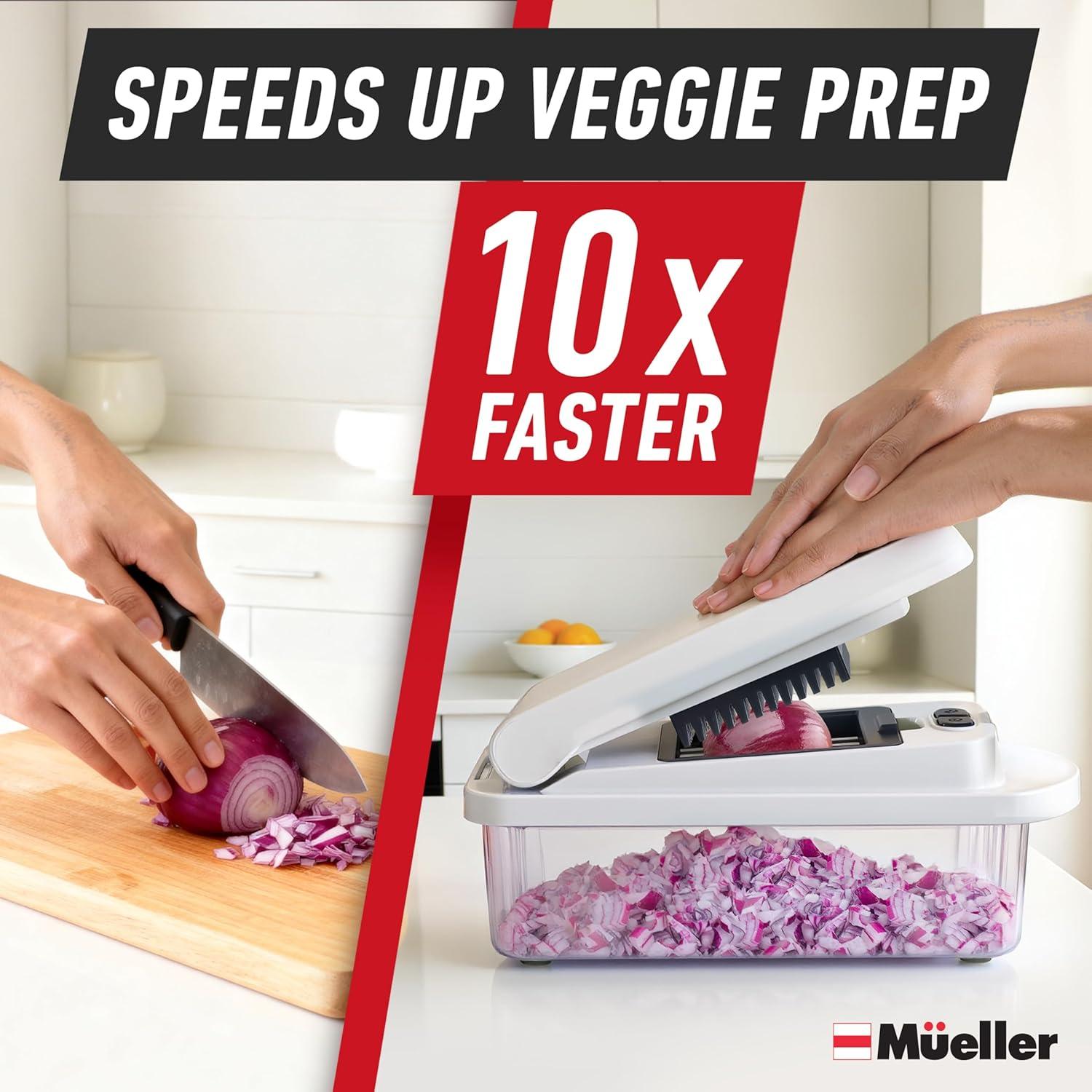 image:imageMueller ULTIMATE 12 Blade Vegetable Chopper Mandoline Slicer and Spiralizer Dicer Grater Kitchen Essentials amp Accessories BlackWhite SandGray