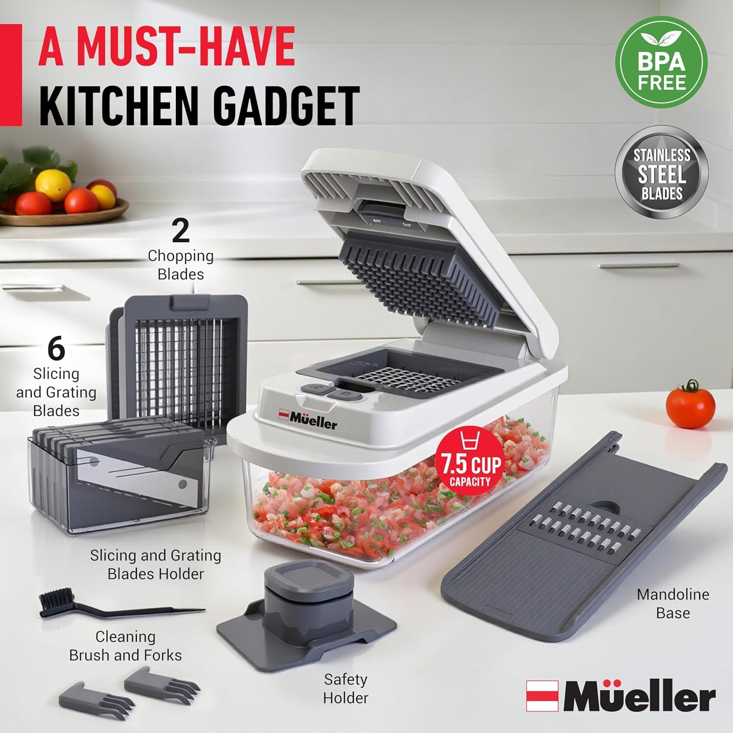 image:imageMueller ULTIMATE 12 Blade Vegetable Chopper Mandoline Slicer and Spiralizer Dicer Grater Kitchen Essentials amp Accessories BlackWhite SandGray