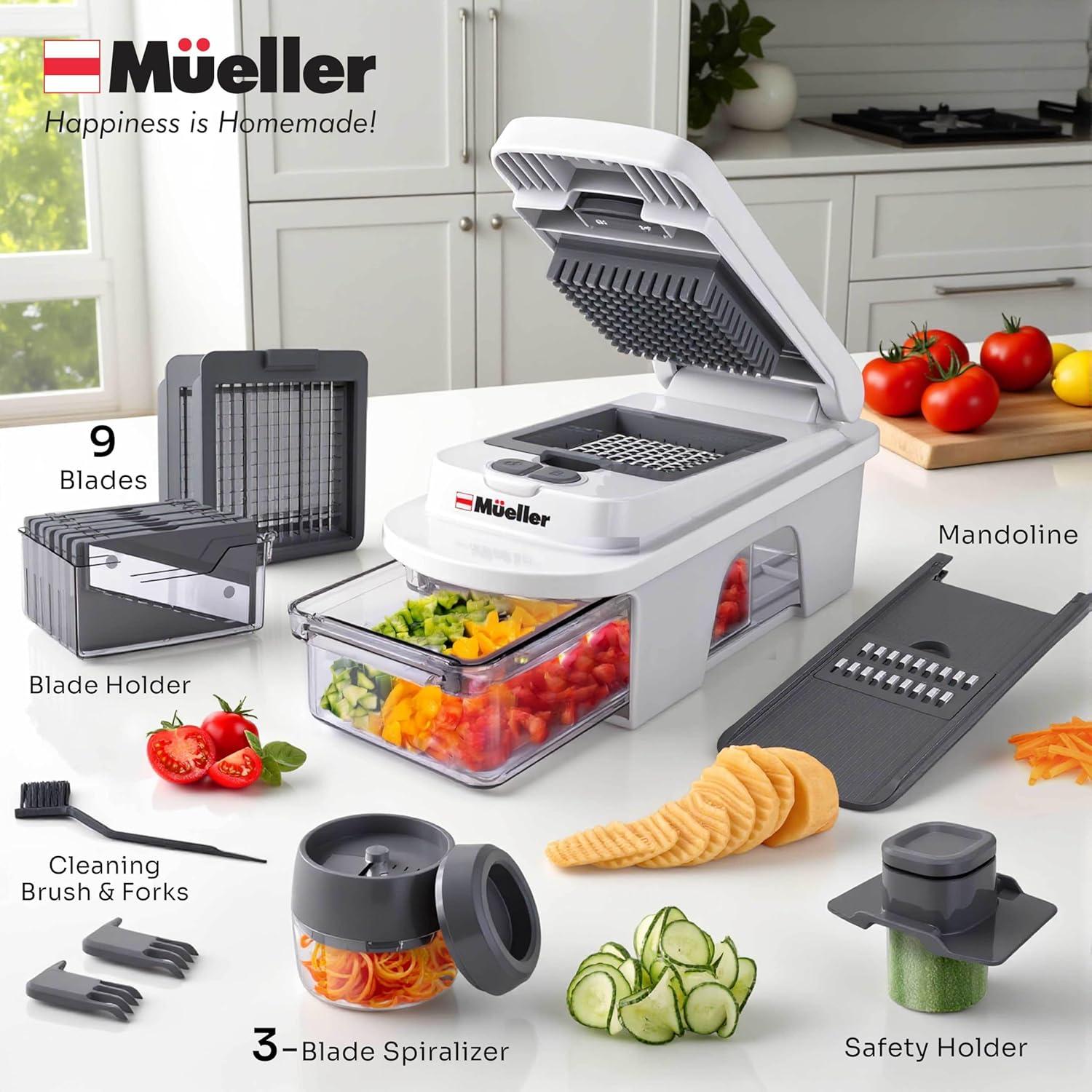 image:imageMueller ULTIMATE 12 Blade Vegetable Chopper Mandoline Slicer and Spiralizer Dicer Grater Kitchen Essentials amp Accessories BlackWhite SandGray