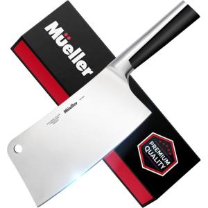 image:imageMueller 7Inch Meat Cleaver Butcher Knife  German High Carbon Steel LaserTested RazorSharp Blade Heavy Duty Bone Chopper for Meat amp Vegetables Home amp Restaurant Gift for HimStainless Steel Handle