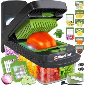 image:imageMueller ULTIMATE 12 Blade Vegetable Chopper Mandoline Slicer and Spiralizer Dicer Grater Kitchen Essentials amp Accessories BlackGrayGreen