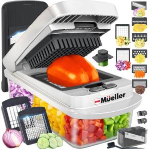 image:imageMueller ULTIMATE 12 Blade Vegetable Chopper Mandoline Slicer and Spiralizer Dicer Grater Kitchen Essentials amp Accessories BlackWhite SandGray